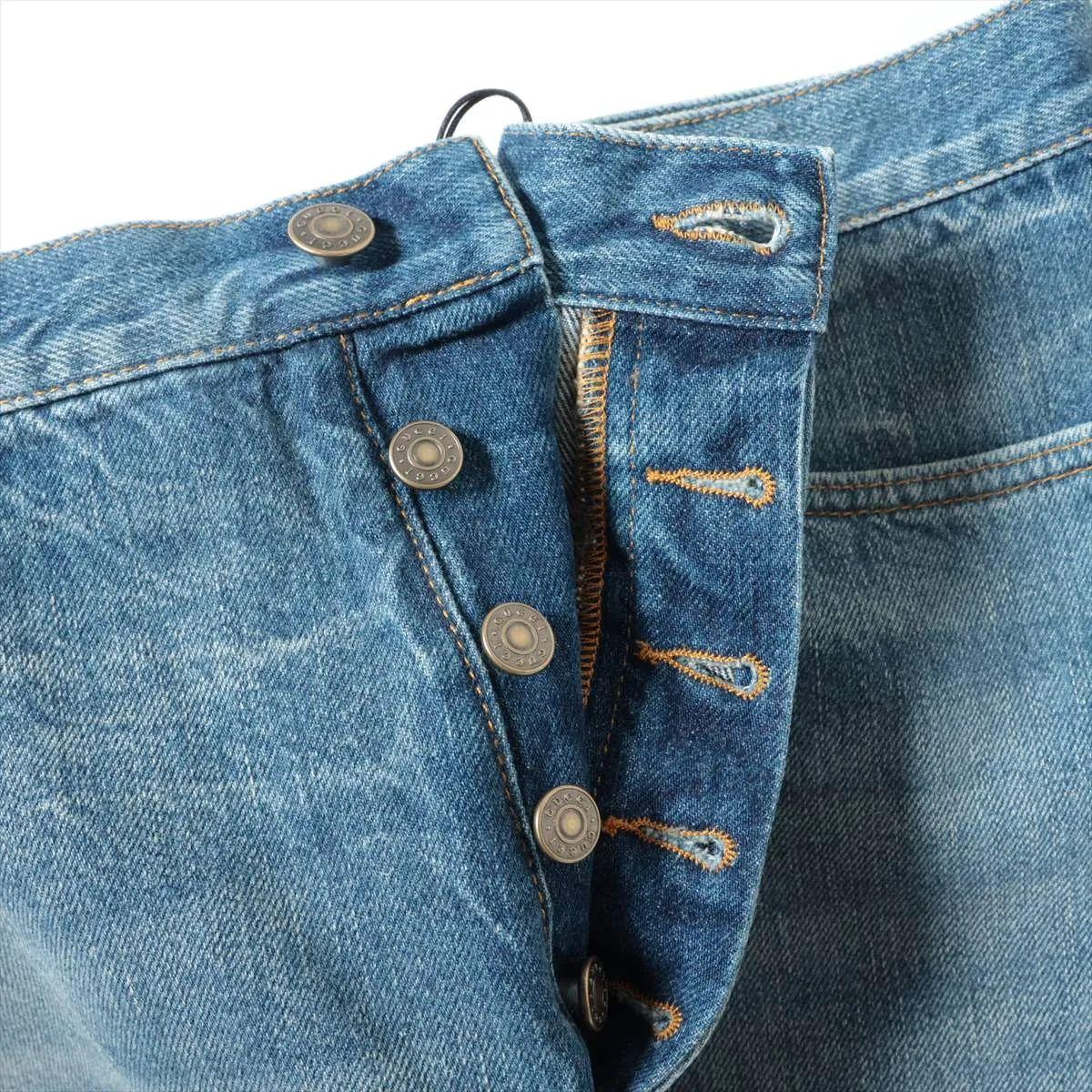 Gucci Button-down Cotton DenimShort Pant Blu In condizioni buone in vendita a Humacao, PR