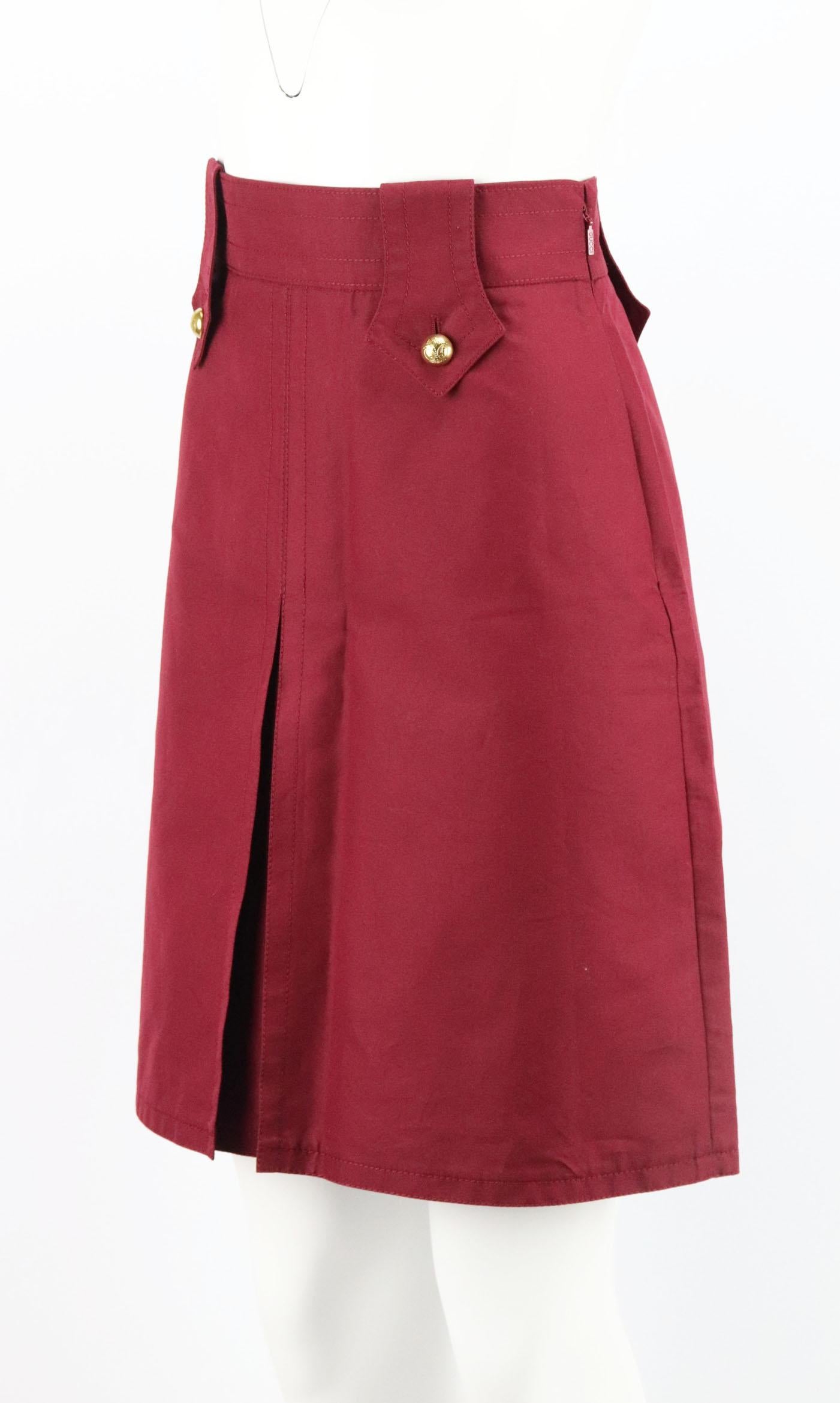 Gucci Button Embellished Pleated Cotton Skirt IT 44 UK 12 In New Condition In London, GB