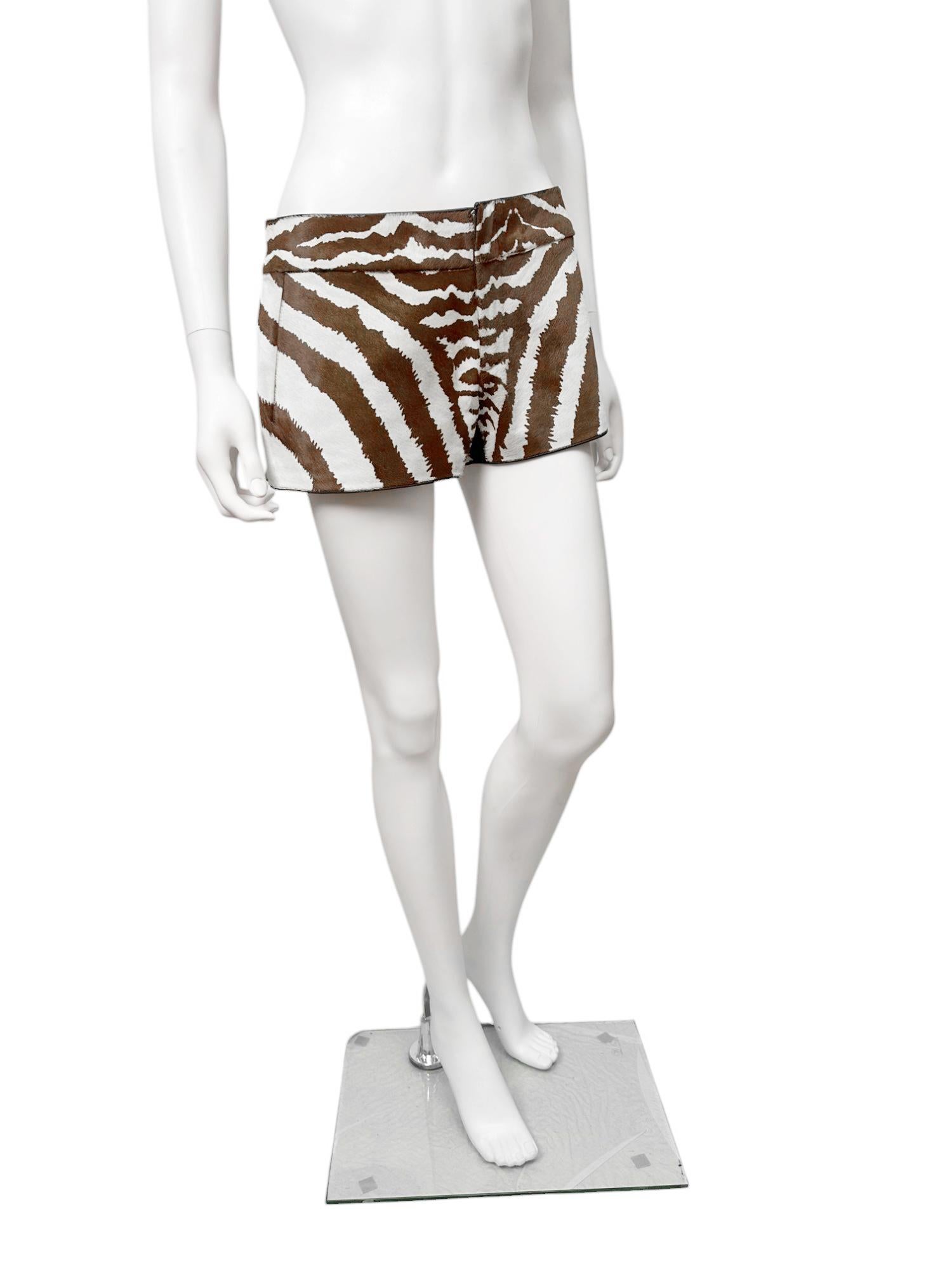 Gray Gucci by Alessandra Facchinetti Cruise 2006 - Short imprimé zèbre en poils de poney en vente