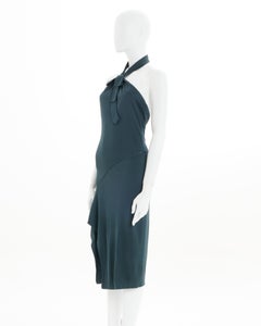 Gucci by Alessandra Facchinetti F/W 2005 Green lycra halter cocktail dress