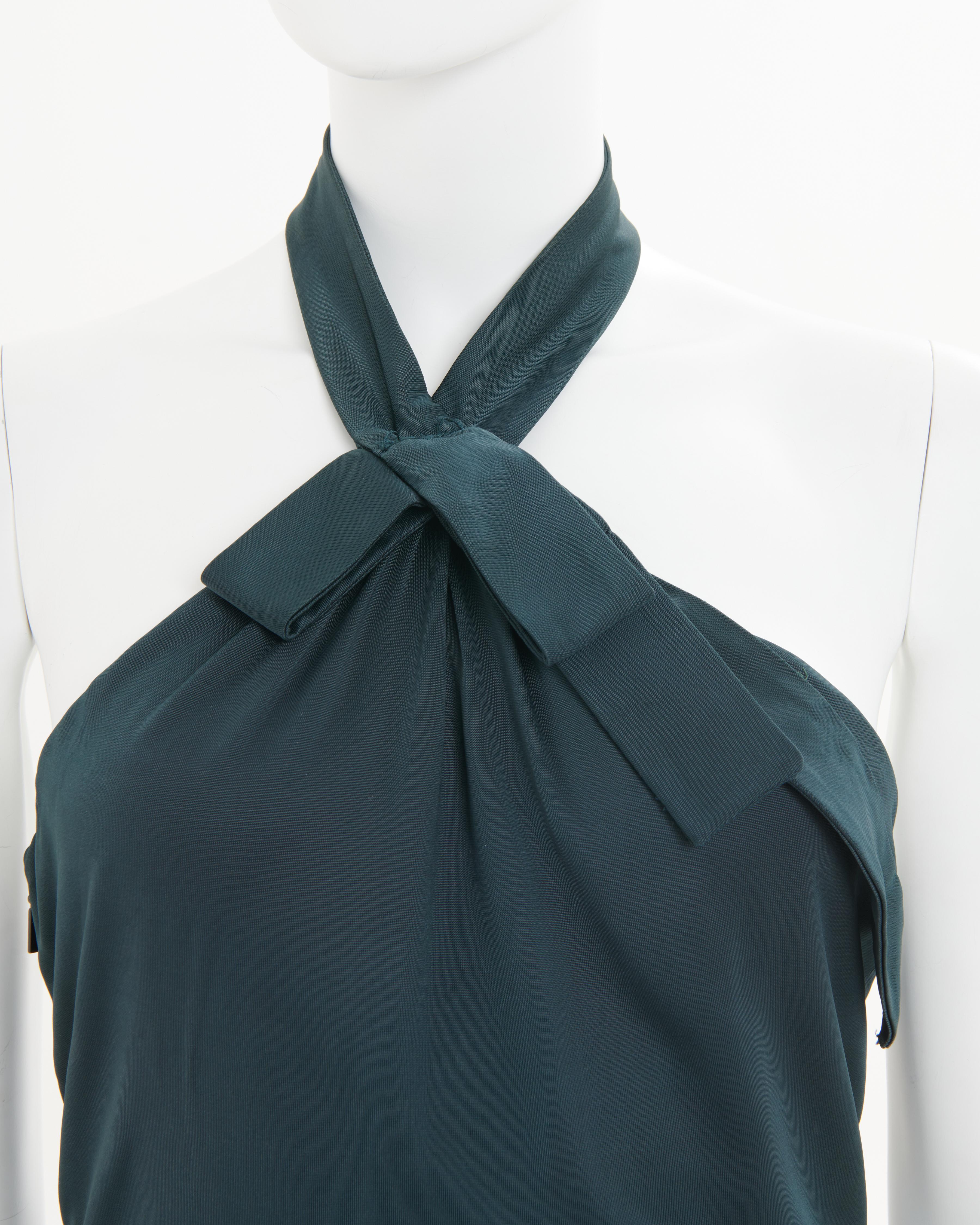 Gucci by Alessandra Facchinetti F/W 2005 Green lycra halter cocktail dress Damen im Angebot
