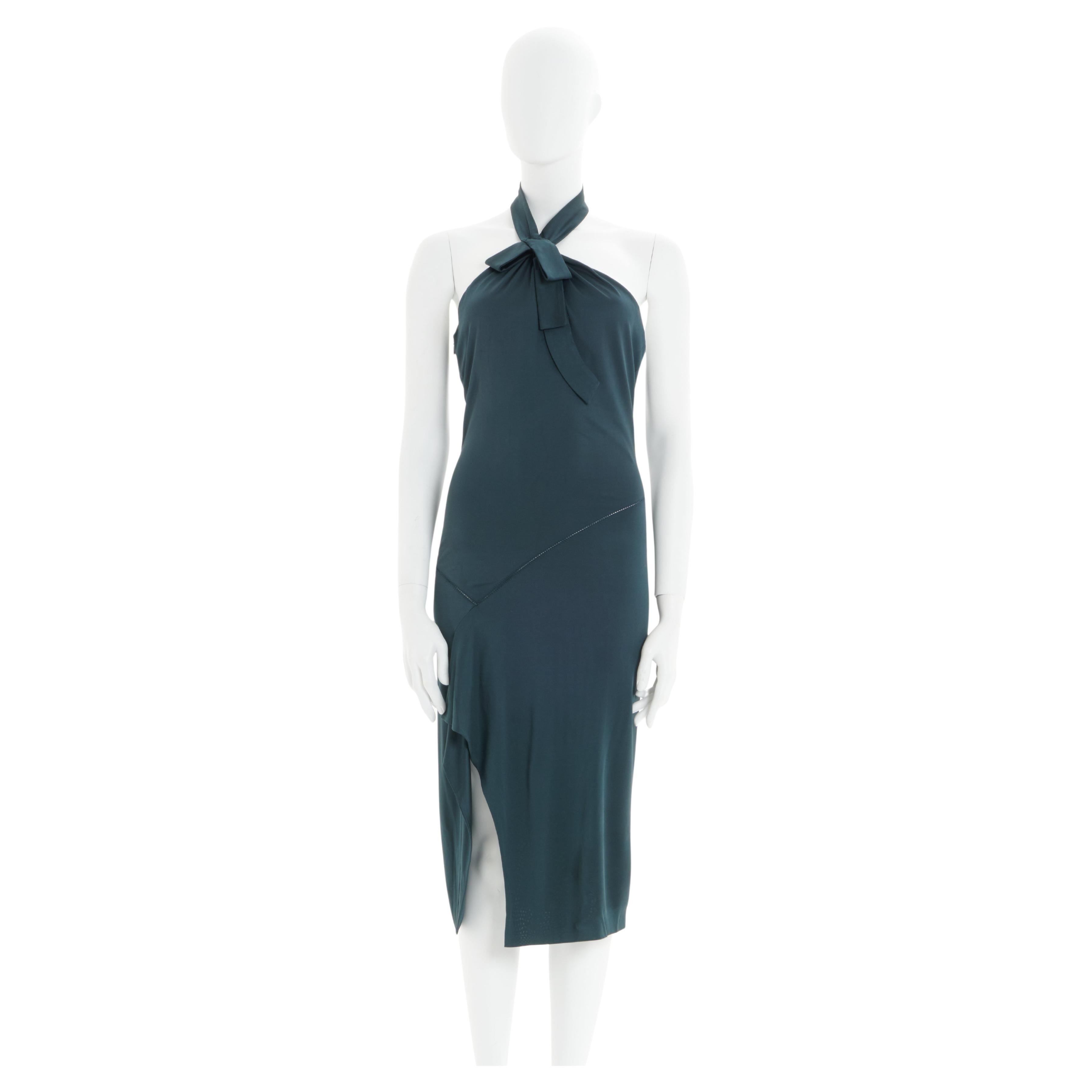Gucci by Alessandra Facchinetti F/W 2005 Green lycra halter cocktail dress im Angebot