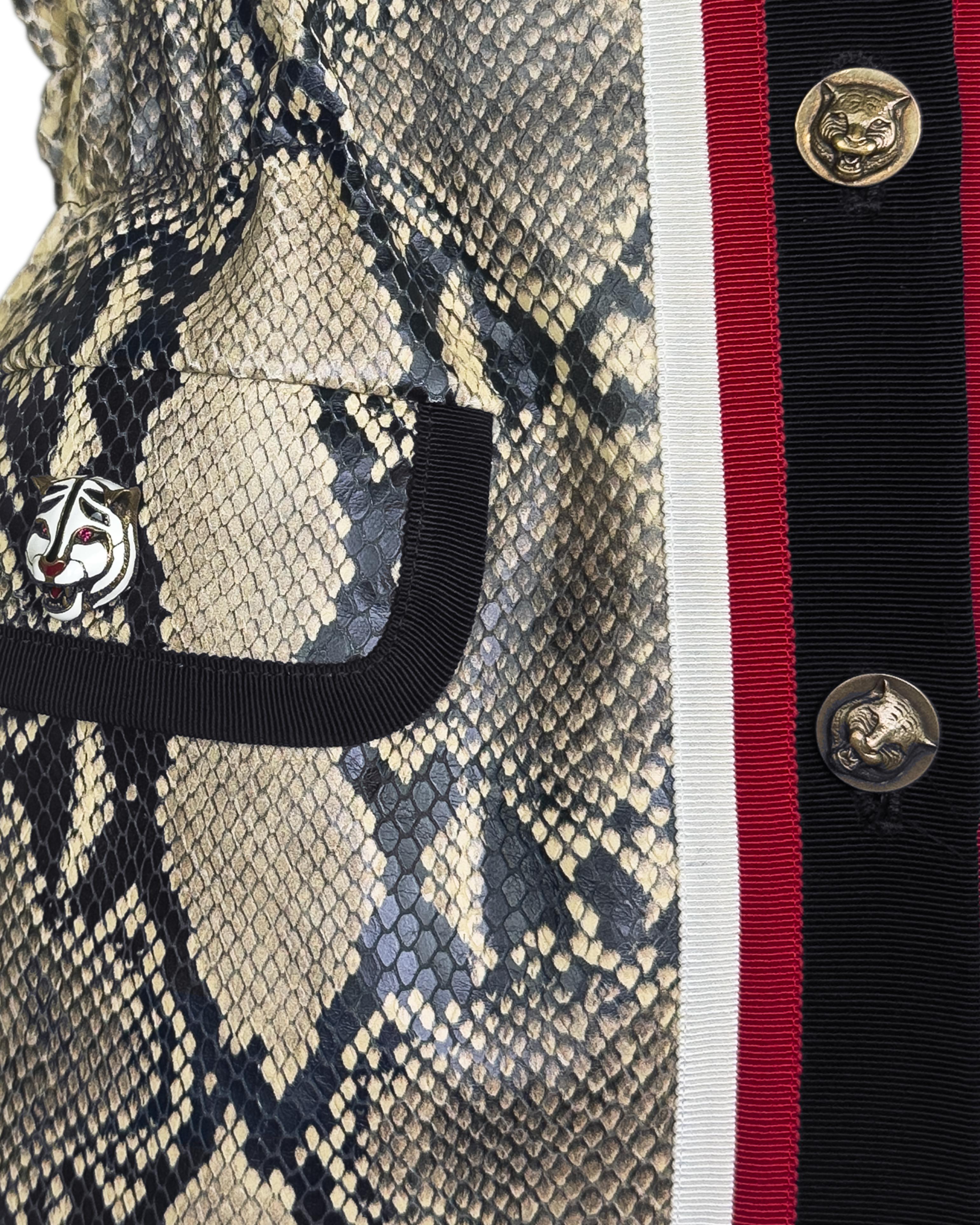 Women's Gucci by Alessandro Michele Faux Snake Printed Leather Jacket For Sale