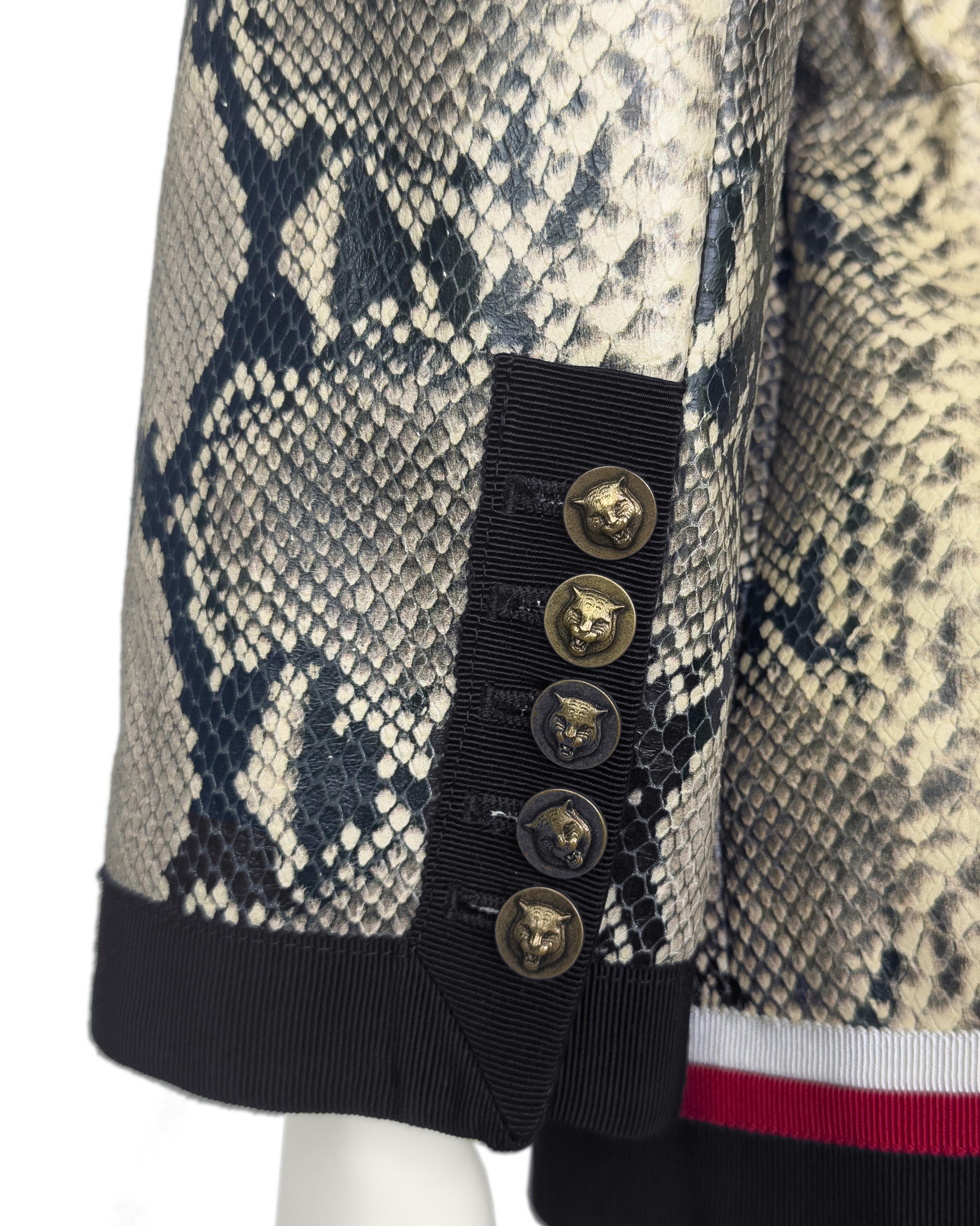 Gucci by Alessandro Michele Faux Snake Printed Leather Jacket For Sale 1