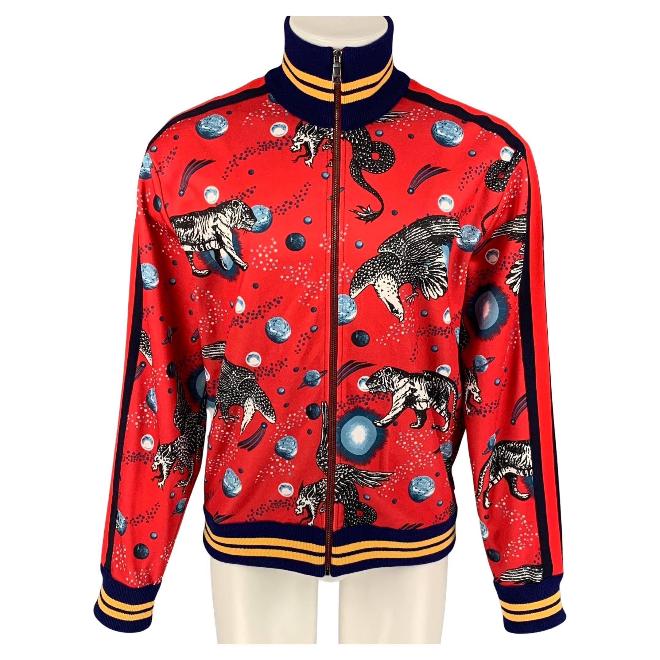 GUCCI by Alessandro Michele FW 17 Size M Red Graphic Polyester Cotton Jacket