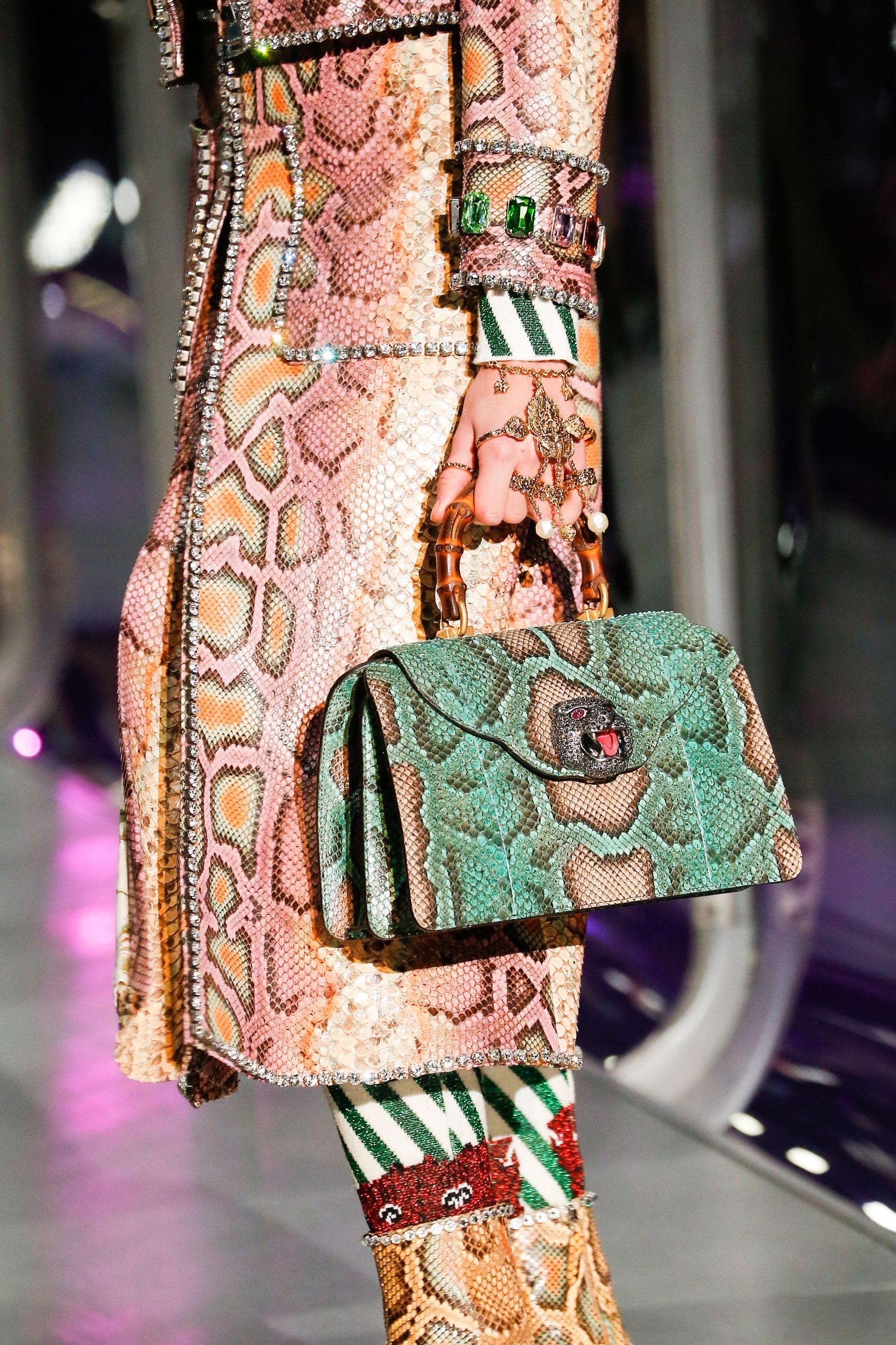 Gucci by Alessandro Michele Runway Fall/Winter 2017 Python skin crystals skirt For Sale 7