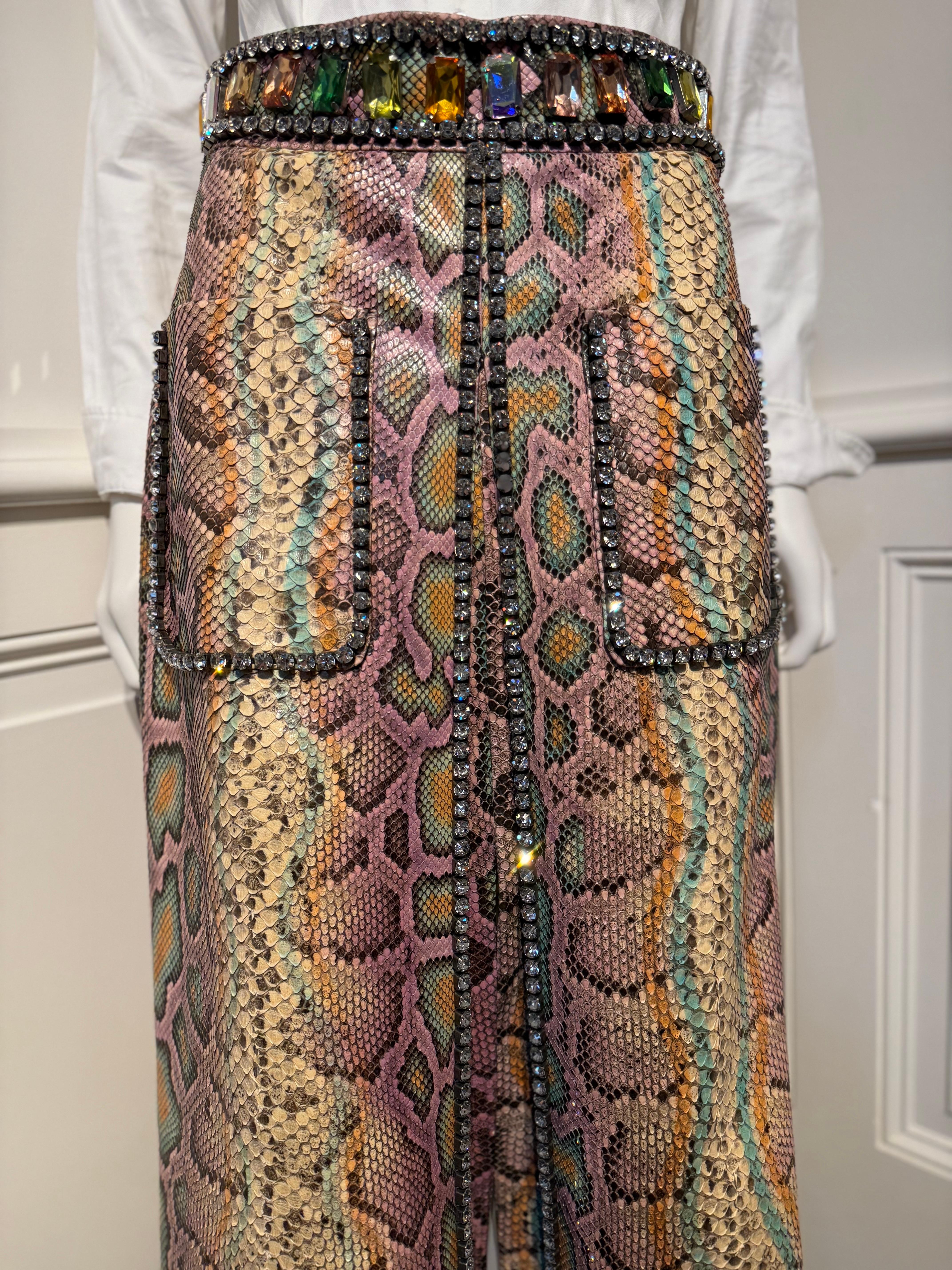 Women's or Men's Gucci by Alessandro Michele Runway Fall/Winter 2017 Python skin crystals skirt For Sale