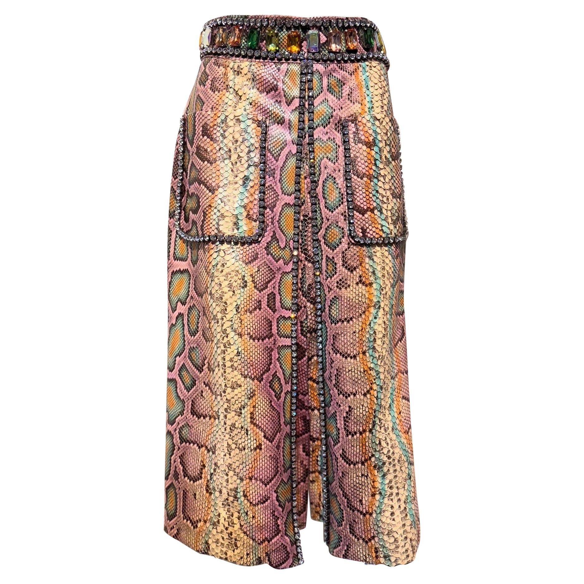 Gucci by Alessandro Michele Runway Fall/Winter 2017 Python skin crystals skirt For Sale