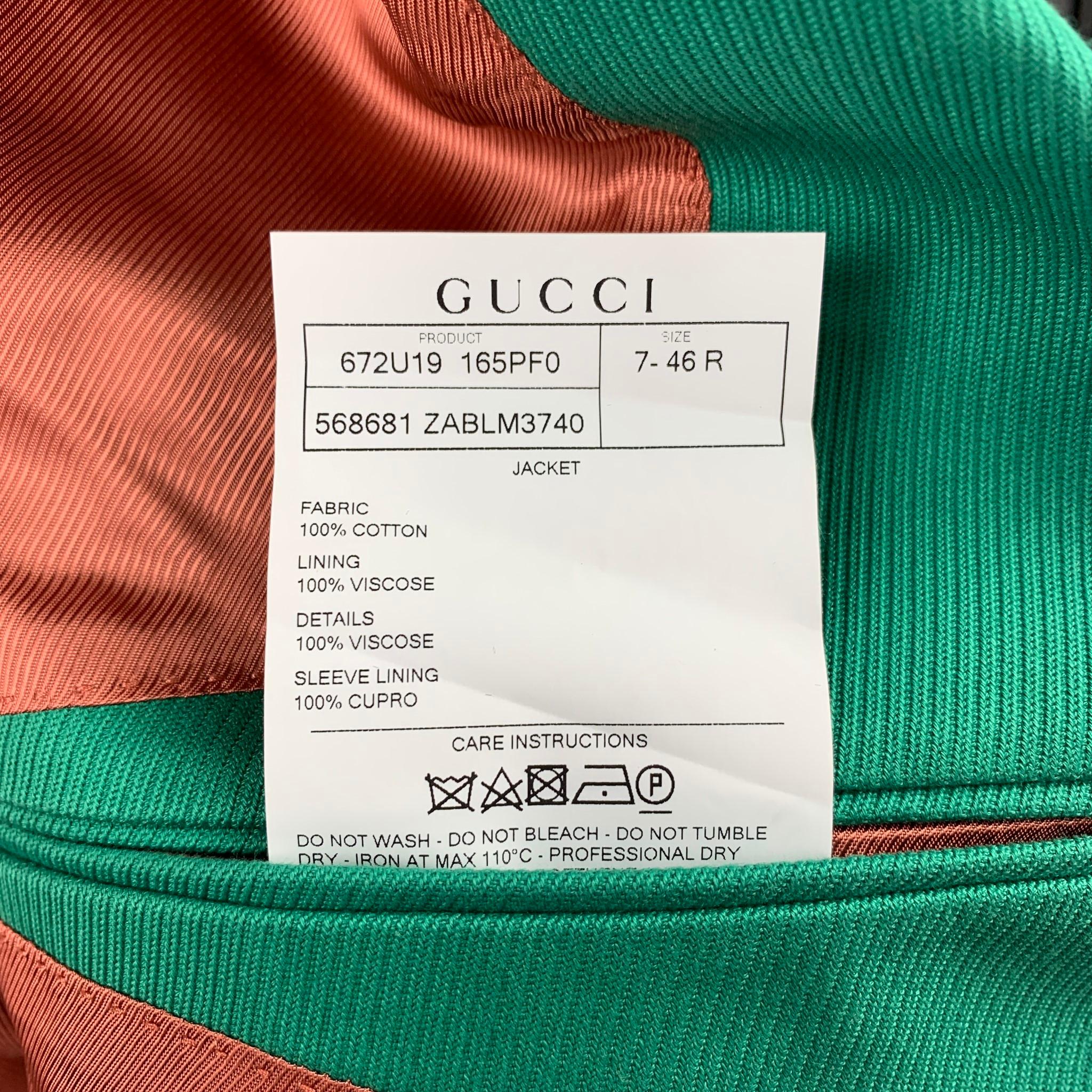 GUCCI by Alessandro Michele Size 36 Green Cotton Peak Lapel Sport Coat In Good Condition In San Francisco, CA