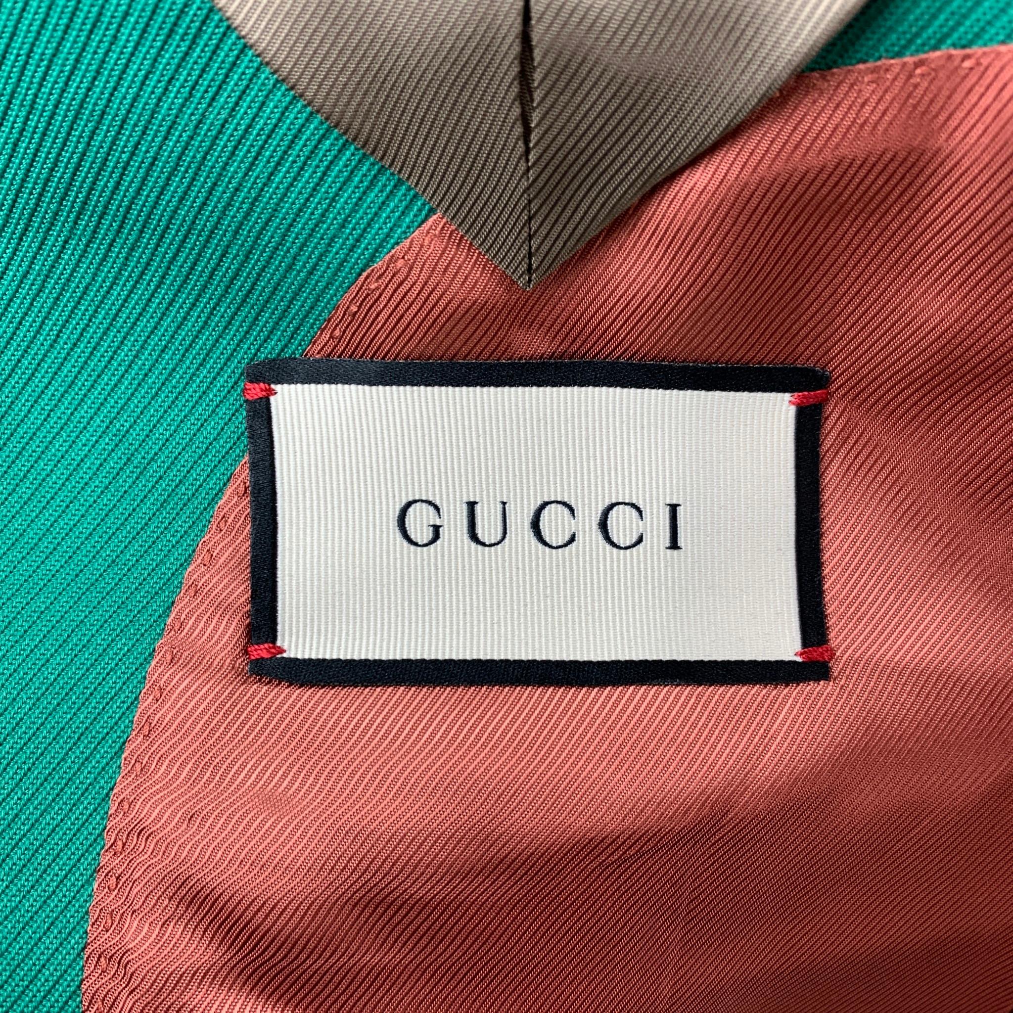 GUCCI by Alessandro Michele Size 36 Green Cotton Peak Lapel Sport Coat 1