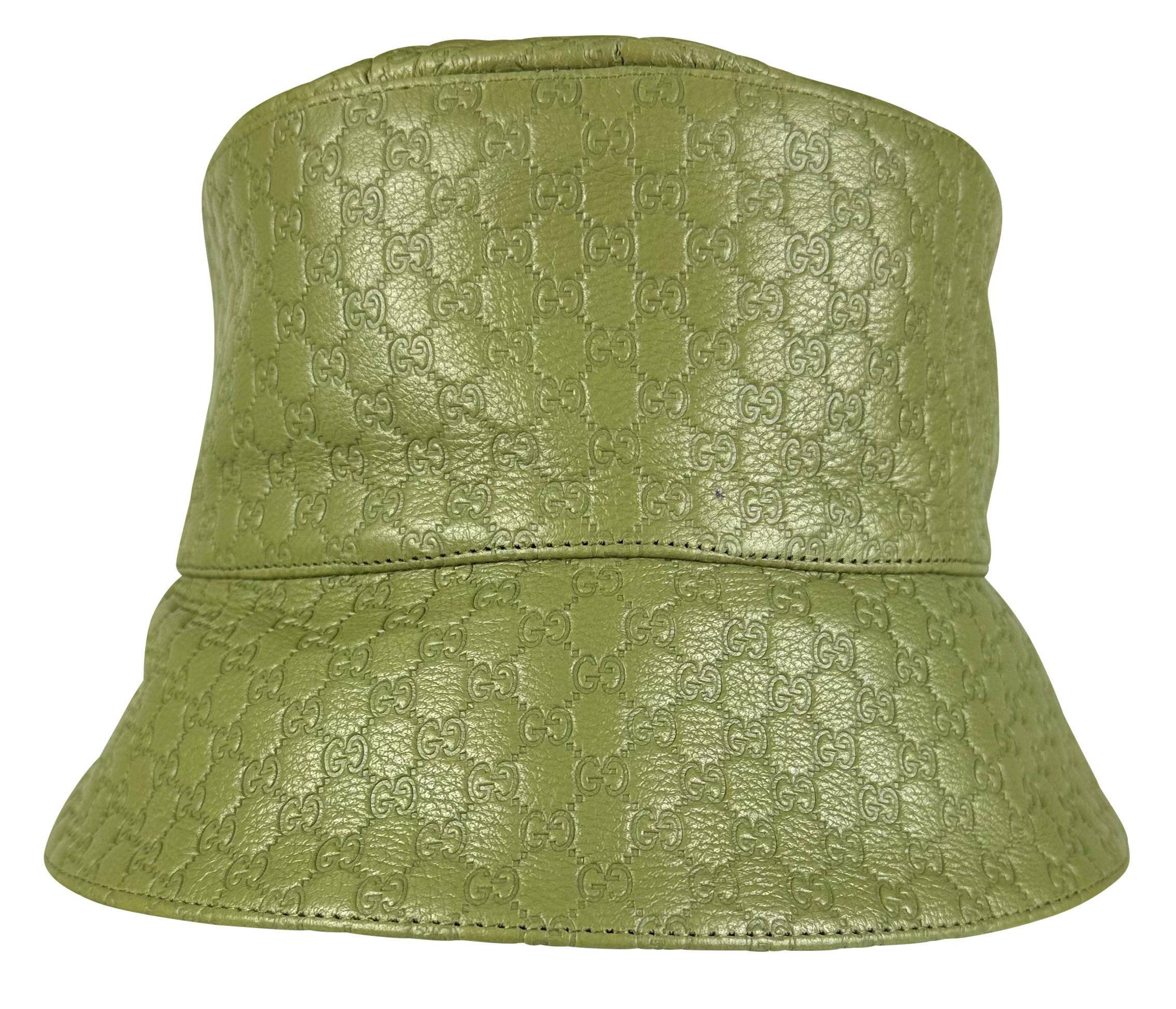 green leather bucket hat