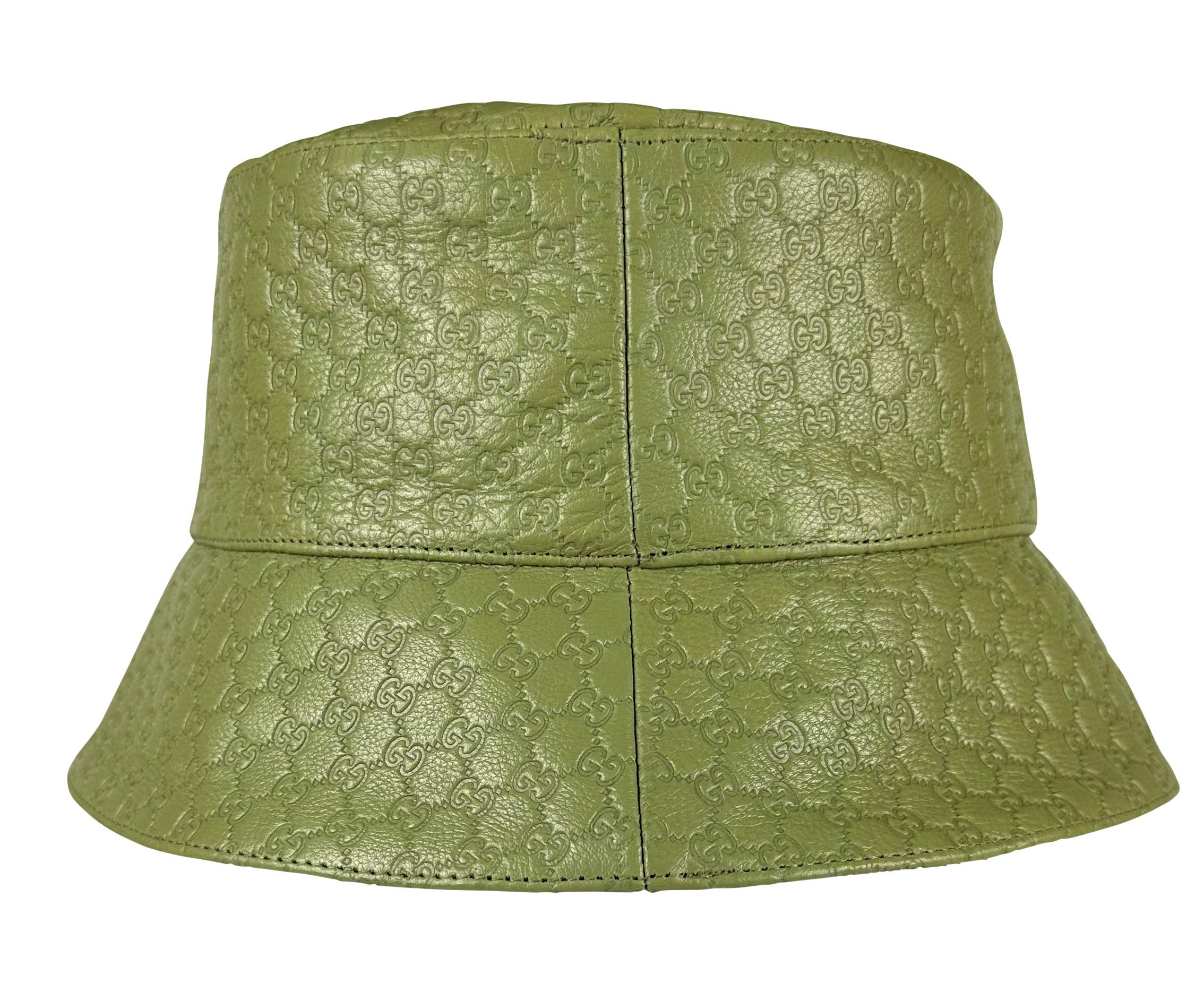 Gucci by Daper Dan Green Microguccissima Leather Bucket Hat In Excellent Condition For Sale In West Hollywood, CA