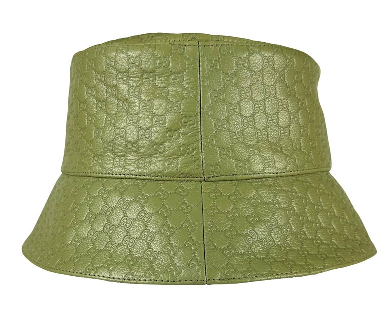 Gucci by Daper Dan Green Microguccissima Leather Bucket Hat  display picture 2