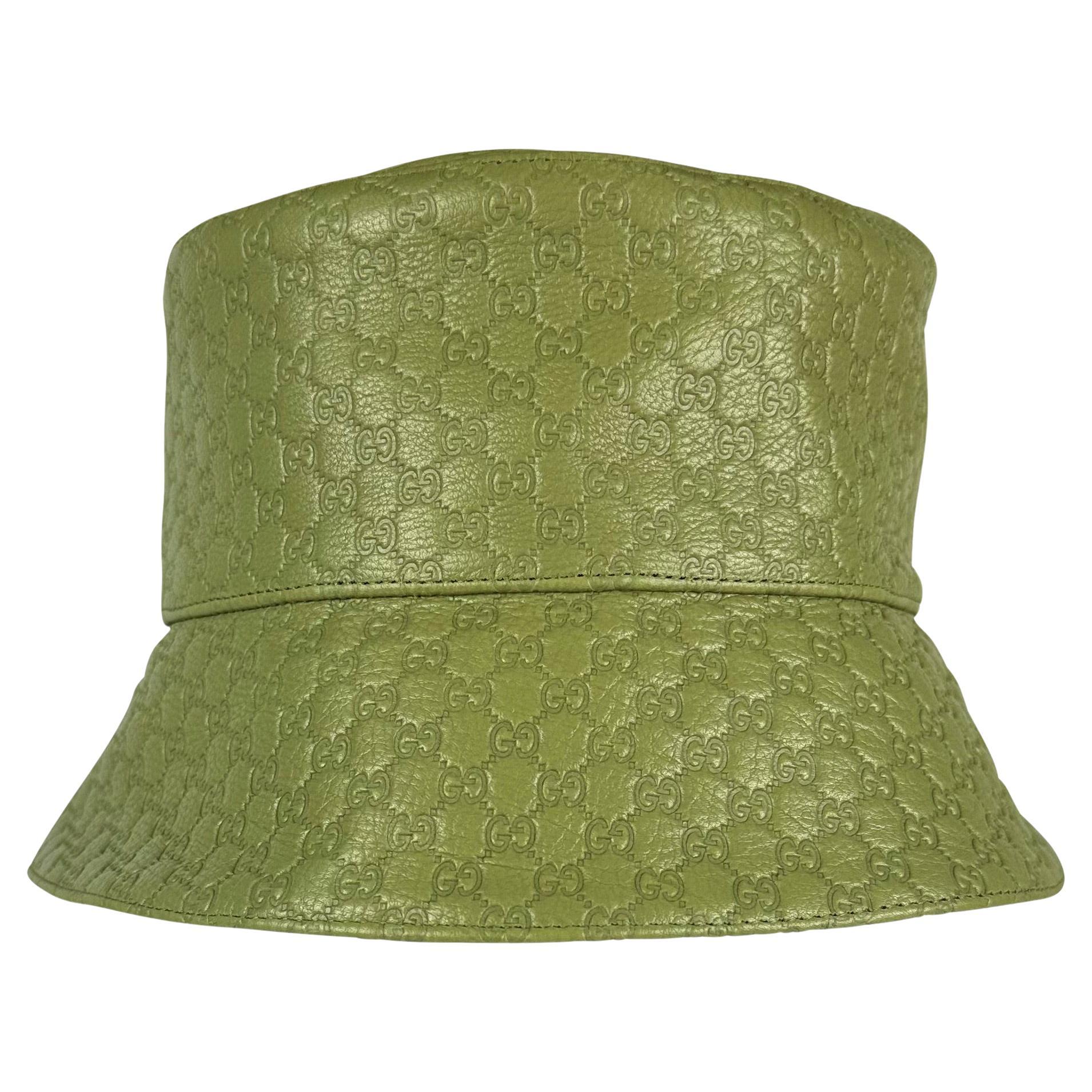 Gucci by Daper Dan Green Microguccissima Leather Bucket Hat