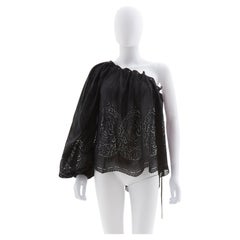 Gucci by Frida black cotton sangallo lace one shoulder top, resort 2009