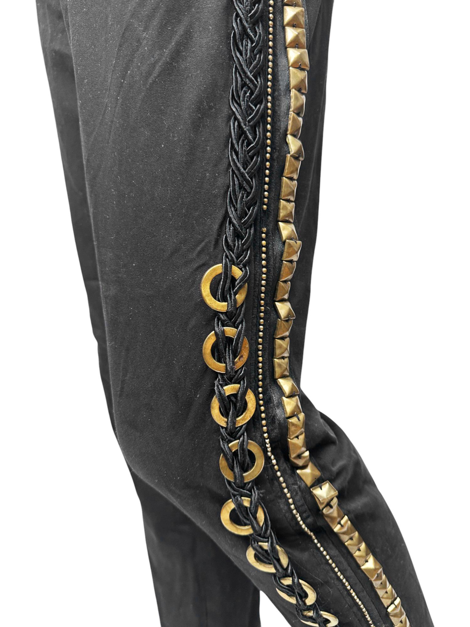 Gucci by Frida Giannini F/W 2008 Pantalon noir clouté avec ornements en vente 5