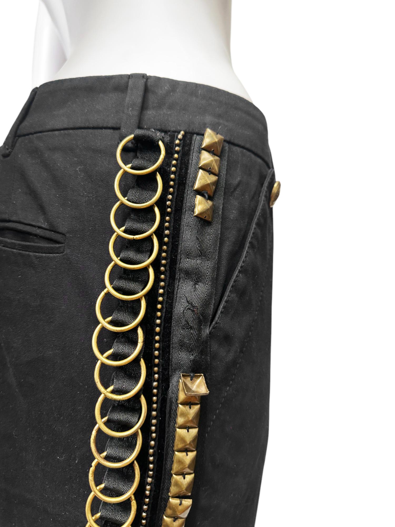 Gucci by Frida Giannini F/W 2008 Pantalon noir clouté avec ornements en vente 6