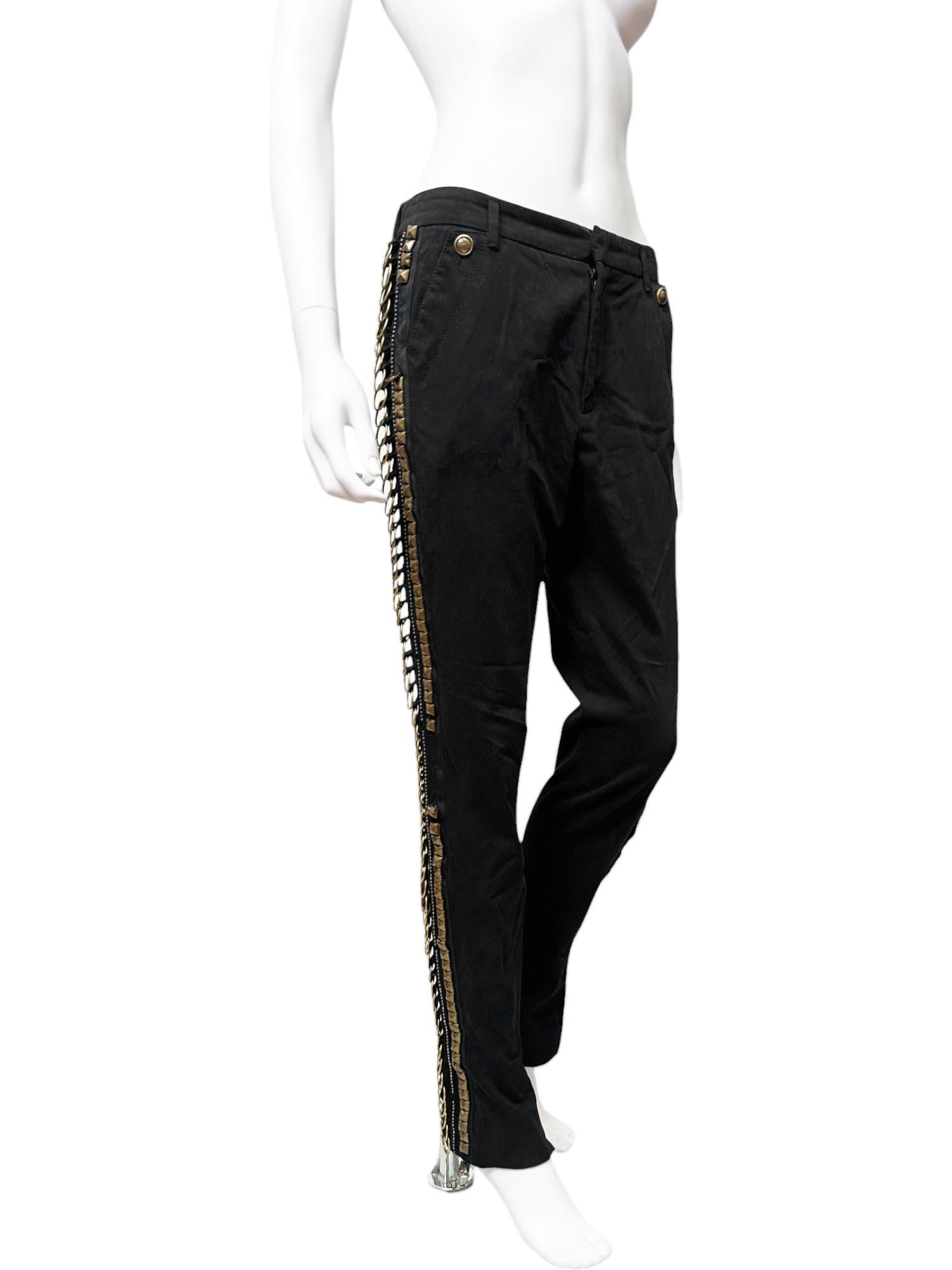 Black Gucci by Frida Giannini F/W 2008 Pantalon noir clouté avec ornements en vente