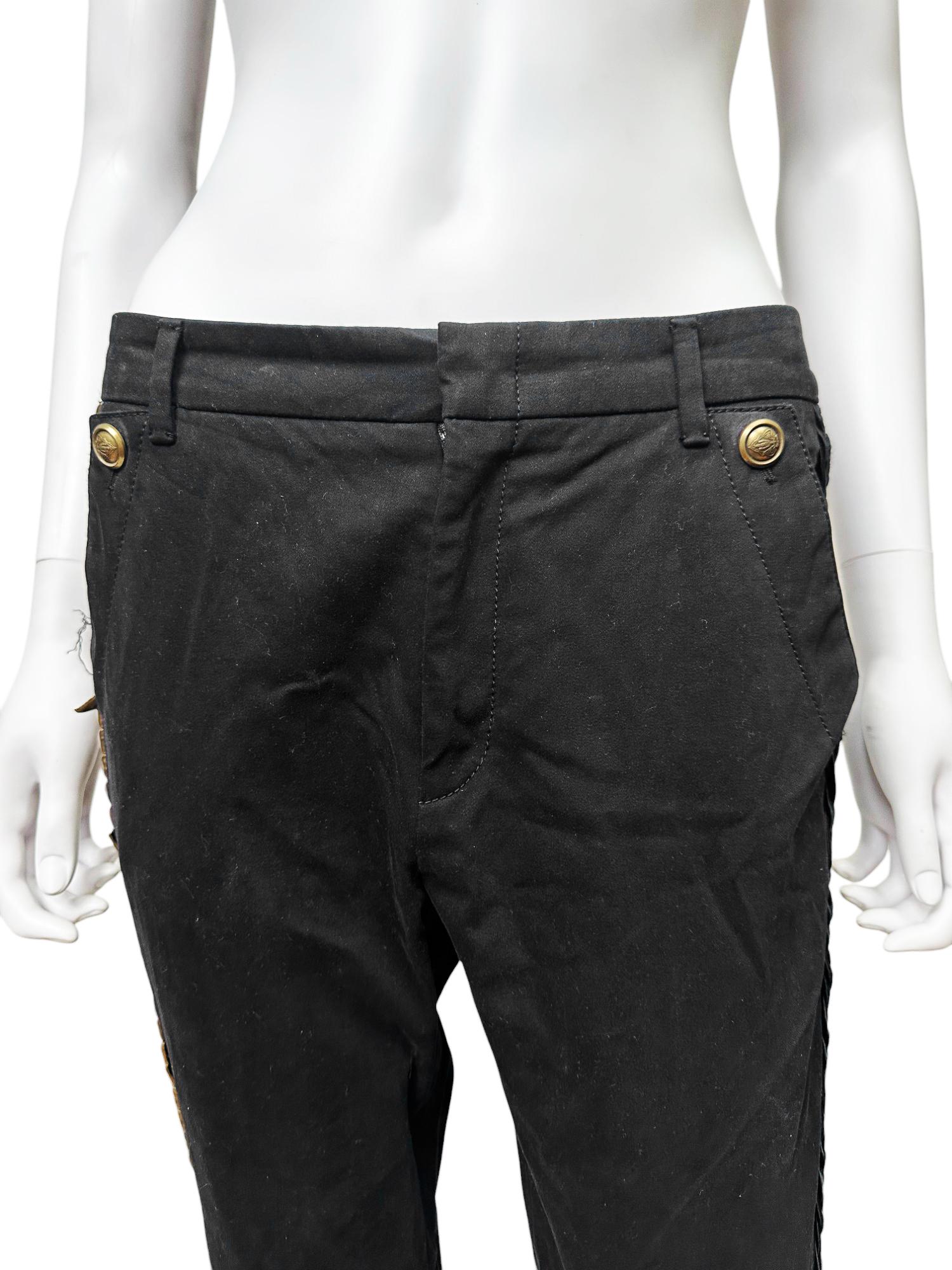 Gucci by Frida Giannini F/W 2008 Pantalon noir clouté avec ornements en vente 1