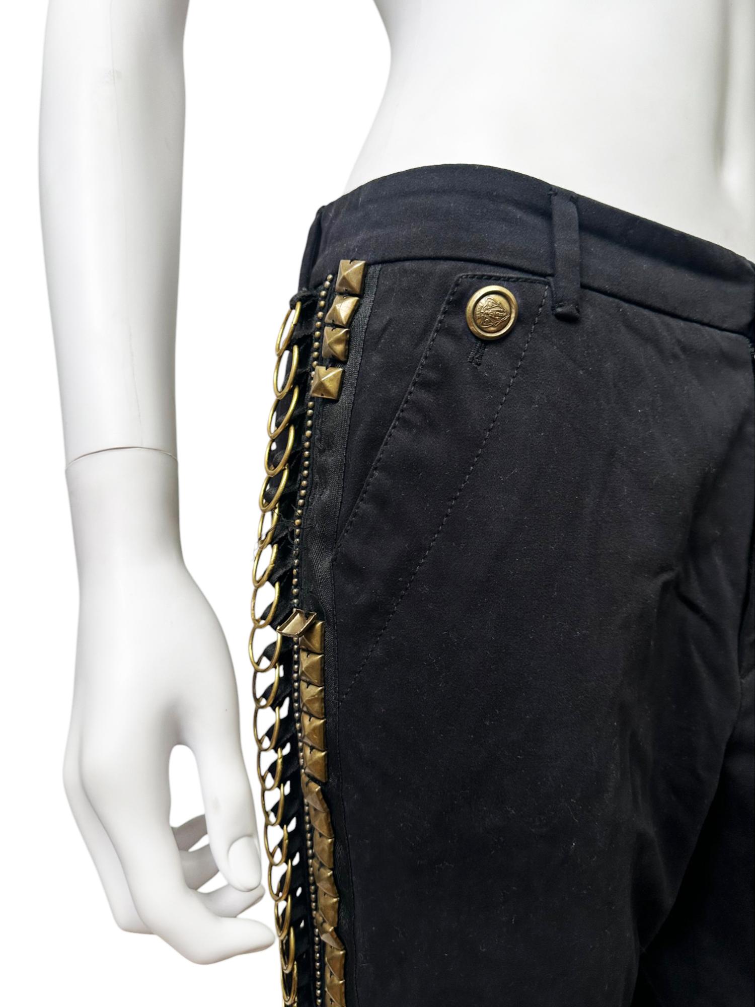 Gucci by Frida Giannini F/W 2008 Pantalon noir clouté avec ornements en vente 2
