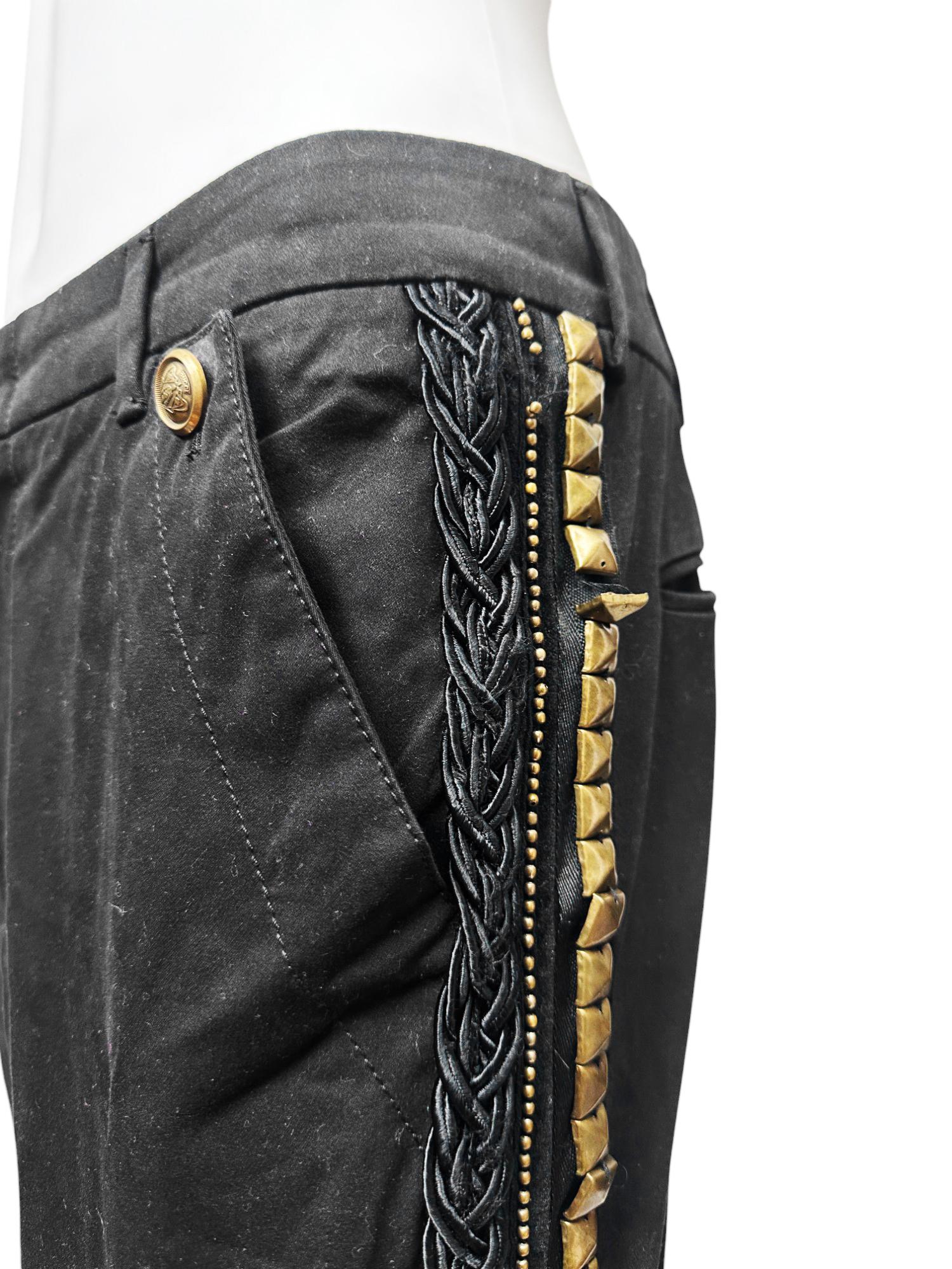 Gucci by Frida Giannini F/W 2008 Pantalon noir clouté avec ornements en vente 3
