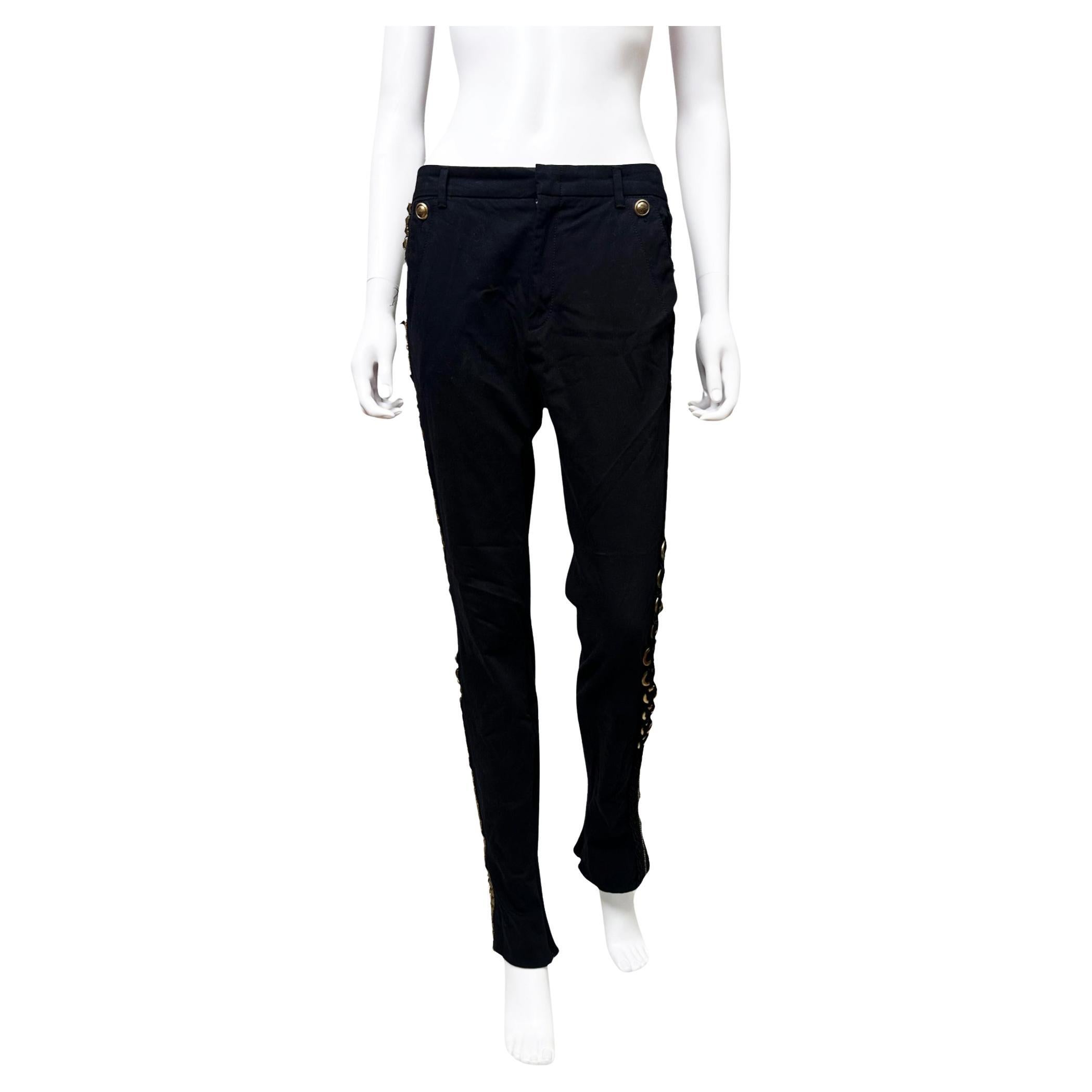 Gucci by Frida Giannini F/W 2008 Pantalon noir clouté avec ornements en vente