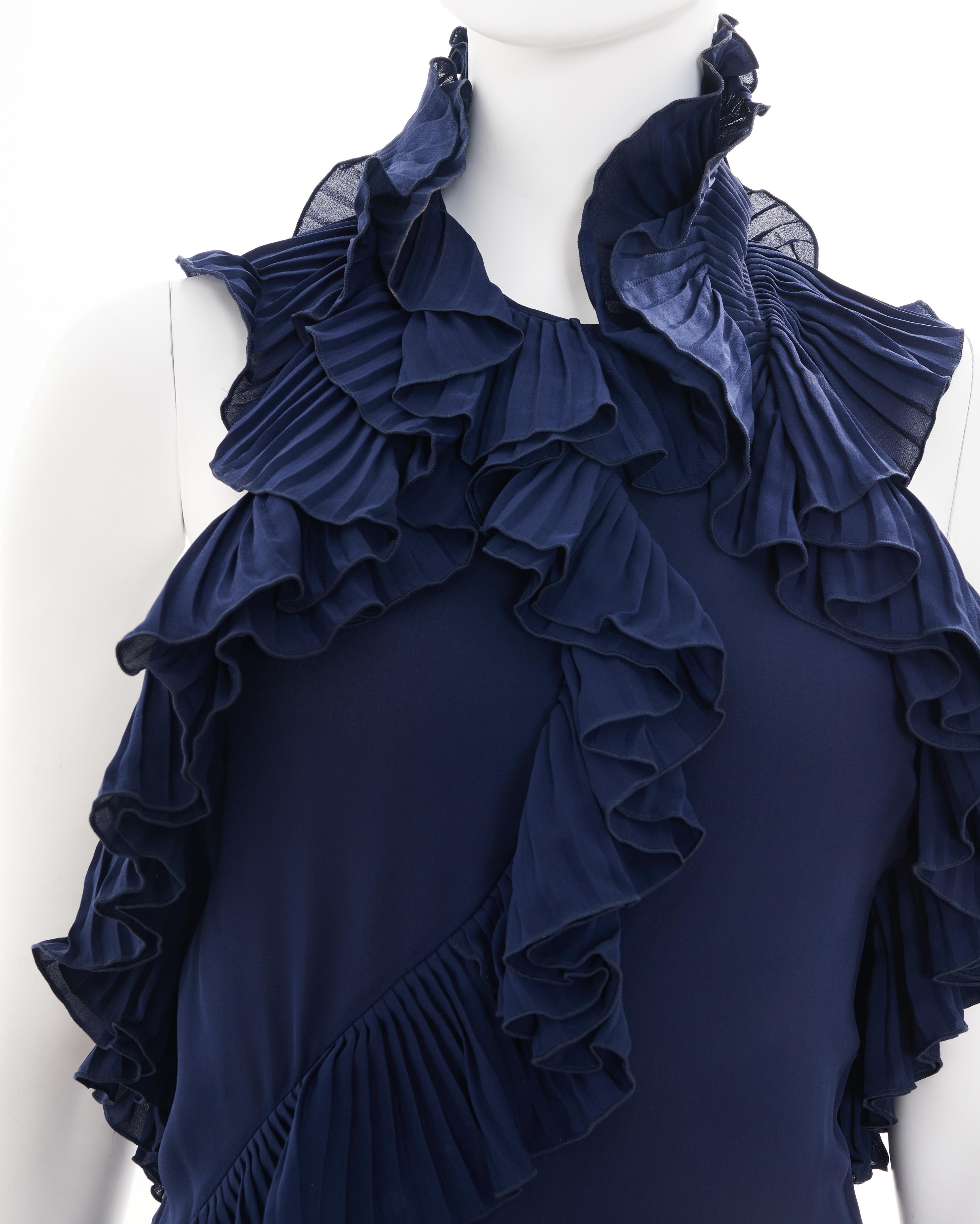 Gucci by Frida Giannini F/W 2012 Blue Silk Ruffle Evening Dress For Sale 5
