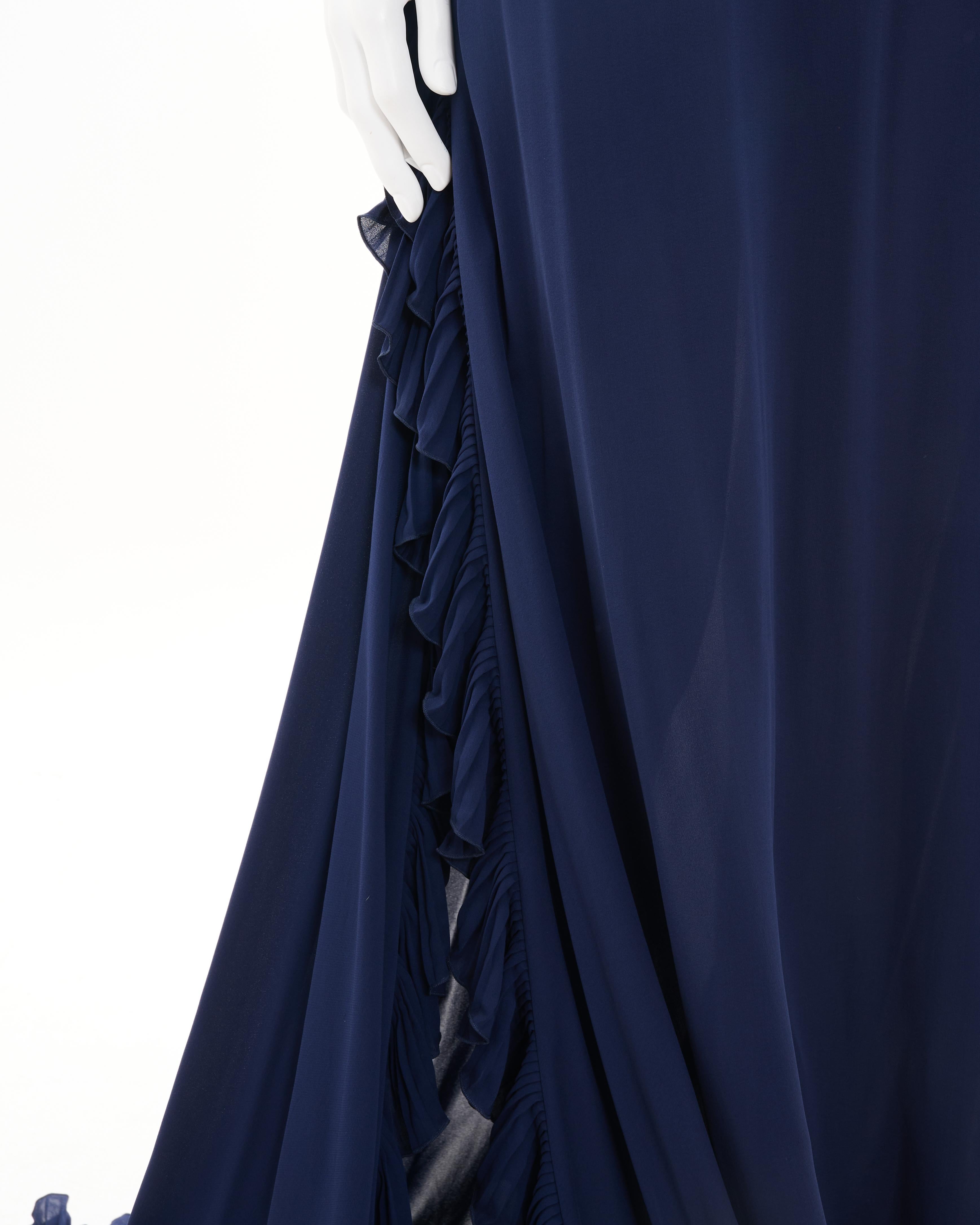 Gucci by Frida Giannini F/W 2012 Blue Silk Ruffle Evening Dress For Sale 7