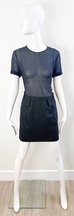 Gucci by Frida Giannini Pre-Fall 2011 Size 42 Sheer Silk Little Black Mini Dress