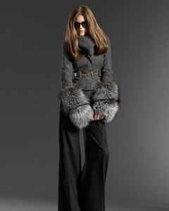 Gucci by Frida Giannini PRE FALL 2011 Schwarze Jacke aus Wildleder und Waschbärfell