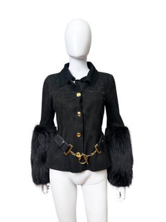 Gucci by Frida Giannini PRE FALL 2011 Suede and Raccoon Fur Black Jacket