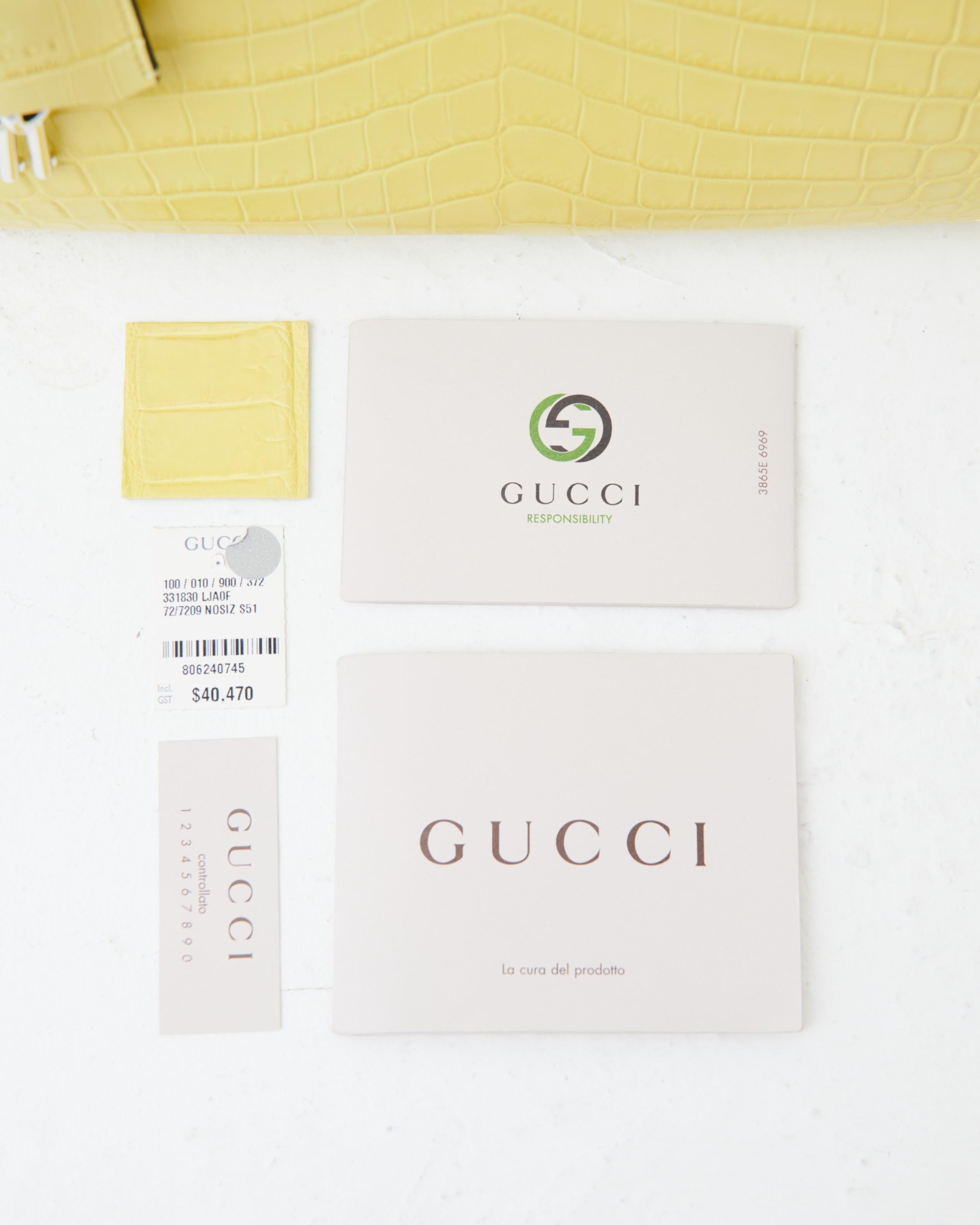 Gucci par Frida Giannini	F/W 2013 Sac Lady Lock en croco jaune en vente 10