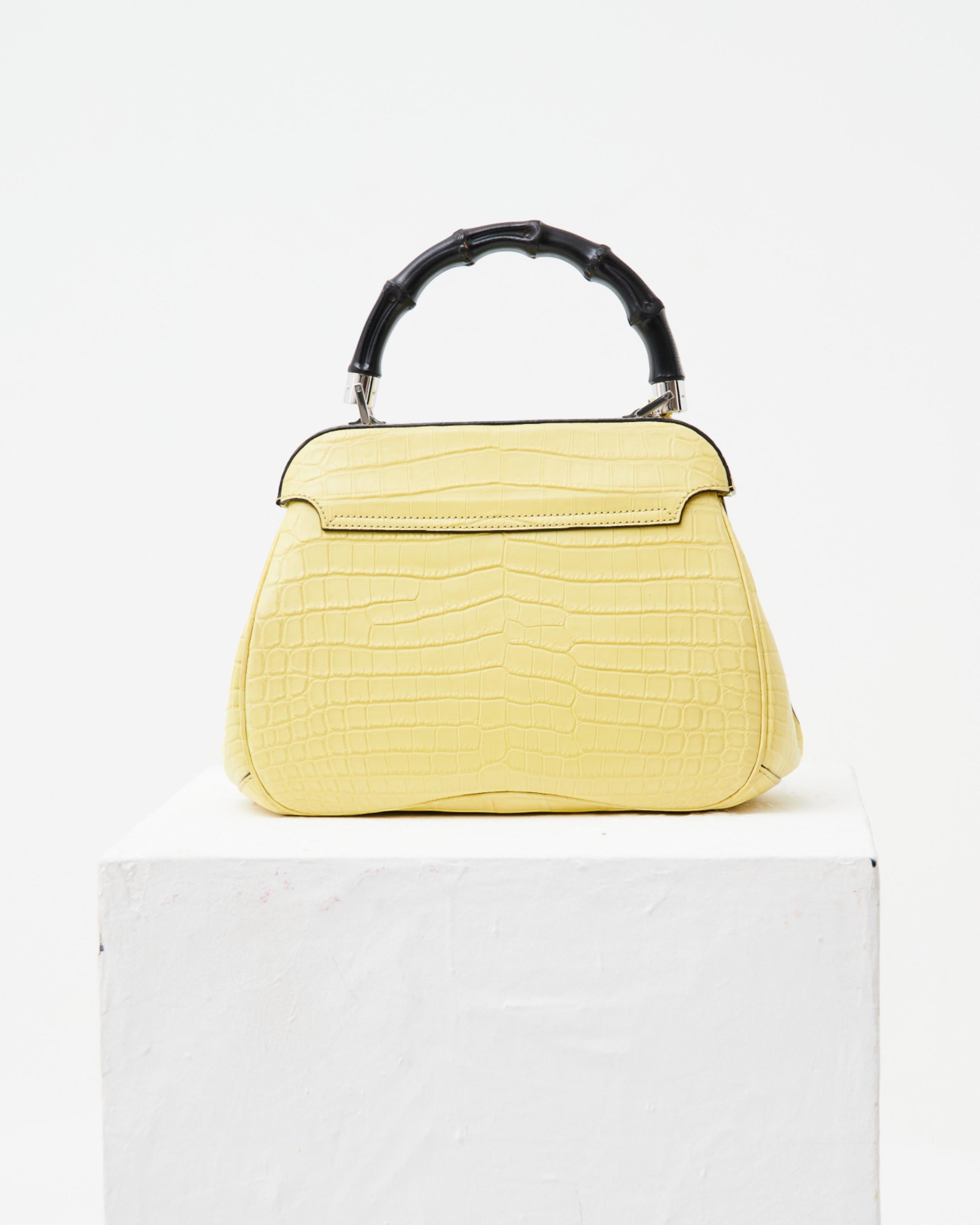 Gucci par Frida Giannini	F/W 2013 Sac Lady Lock en croco jaune Pour femmes en vente