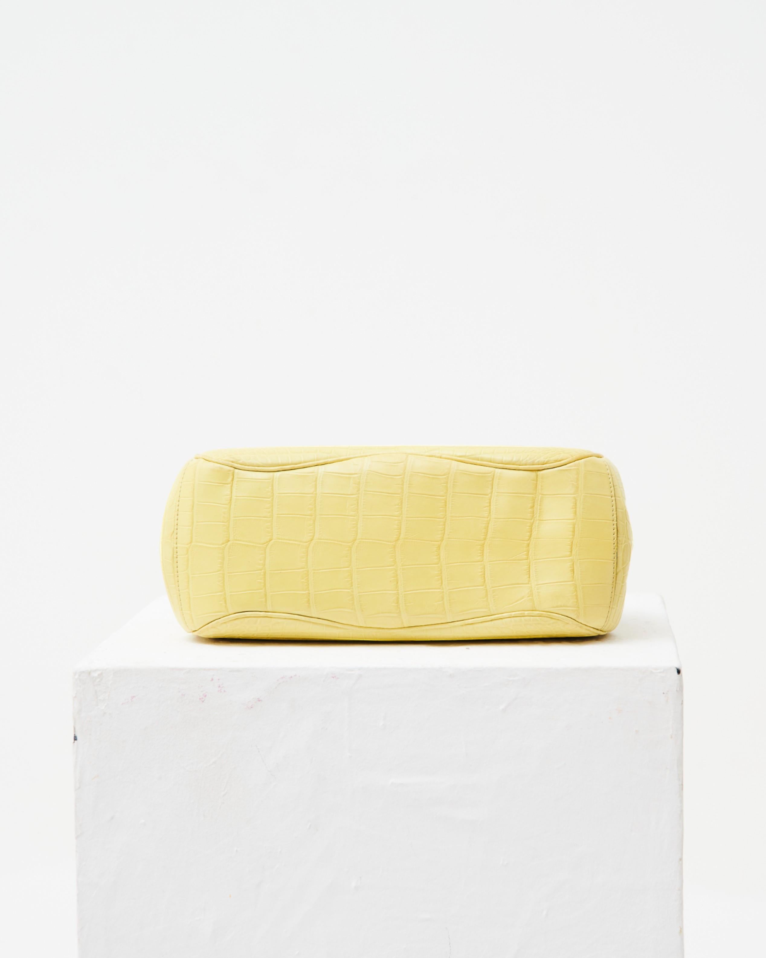 Gucci par Frida Giannini	F/W 2013 Sac Lady Lock en croco jaune en vente 3