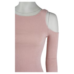 Gucci by Tom Ford 1990s Blush Ribbed Cold-Shoulder Knit Top Size S