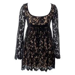 GUCCI by Tom Ford 1996 Black Lace Mini Dress Seen On Linda Evangelista size 40