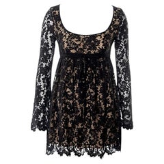 GUCCI by Tom Ford 1996 Black Lace Mini Dress Seen On Linda Evangelista size 40