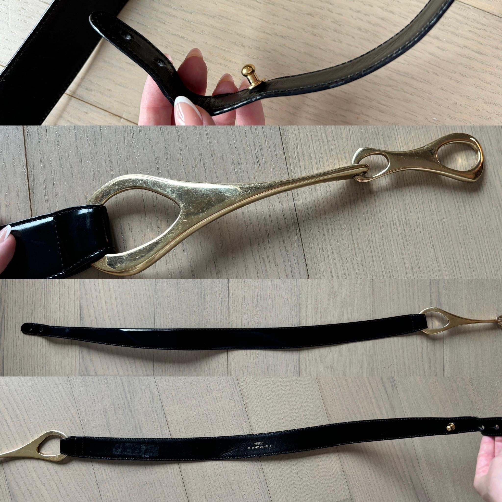 Women's GUCCI by TOM FORD 1996 Vintage Patent Leather Belt w. Gold Hardware