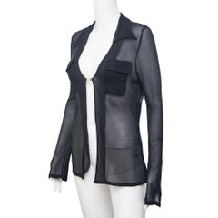 Gucci by Tom Ford 1997 Black Sheer Logo Clasp Cardigan Top size 40
