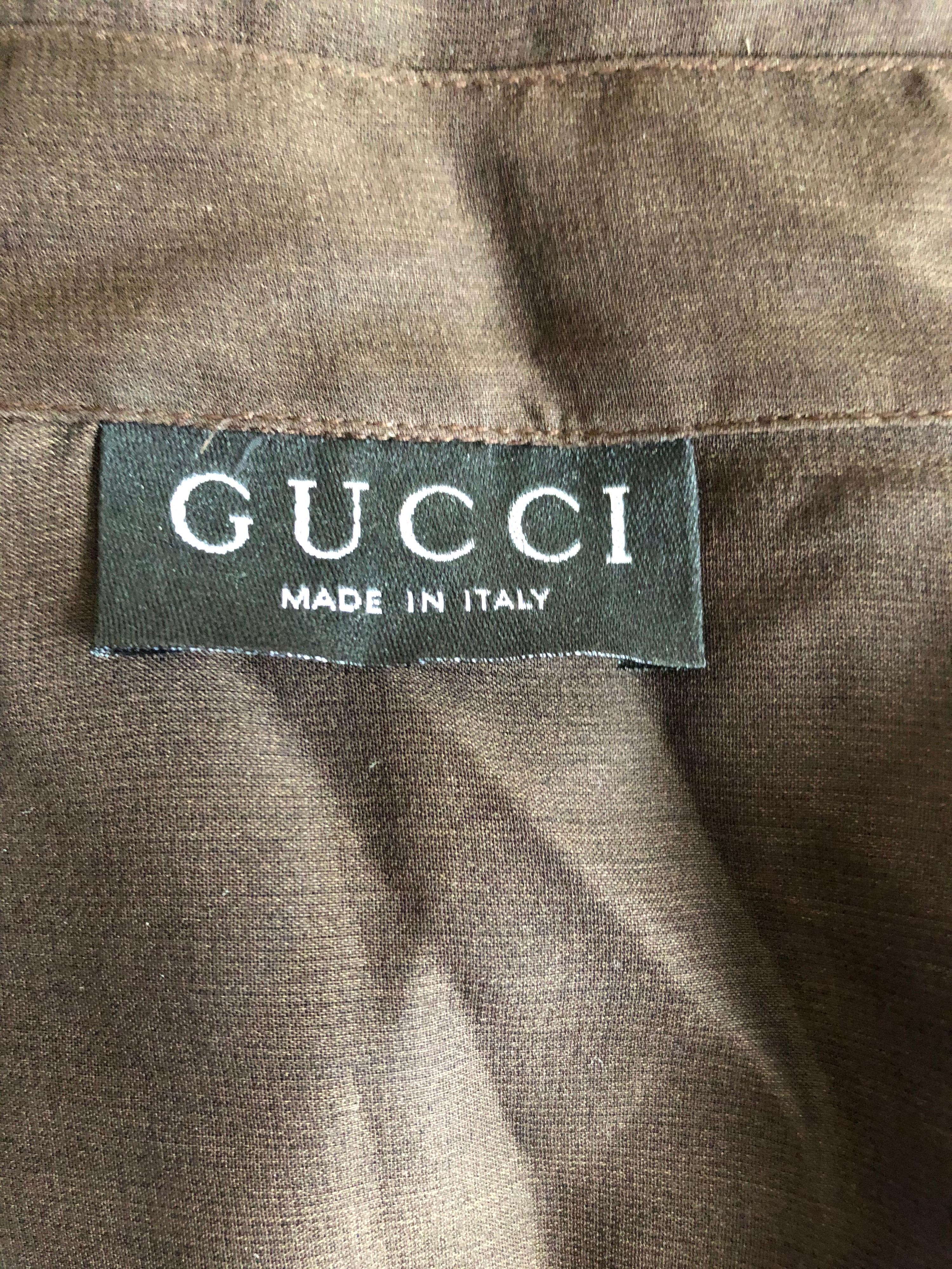 Gucci by Tom Ford 1997 Vintage Braun & Blau Ombre Seiden-Tunika im Angebot 4