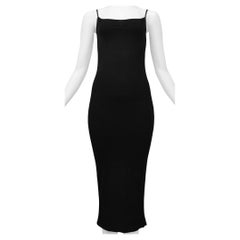 Gucci By Tom Ford 1998 Black Wiggle Dress w Leather Straps &  Logo Hardware