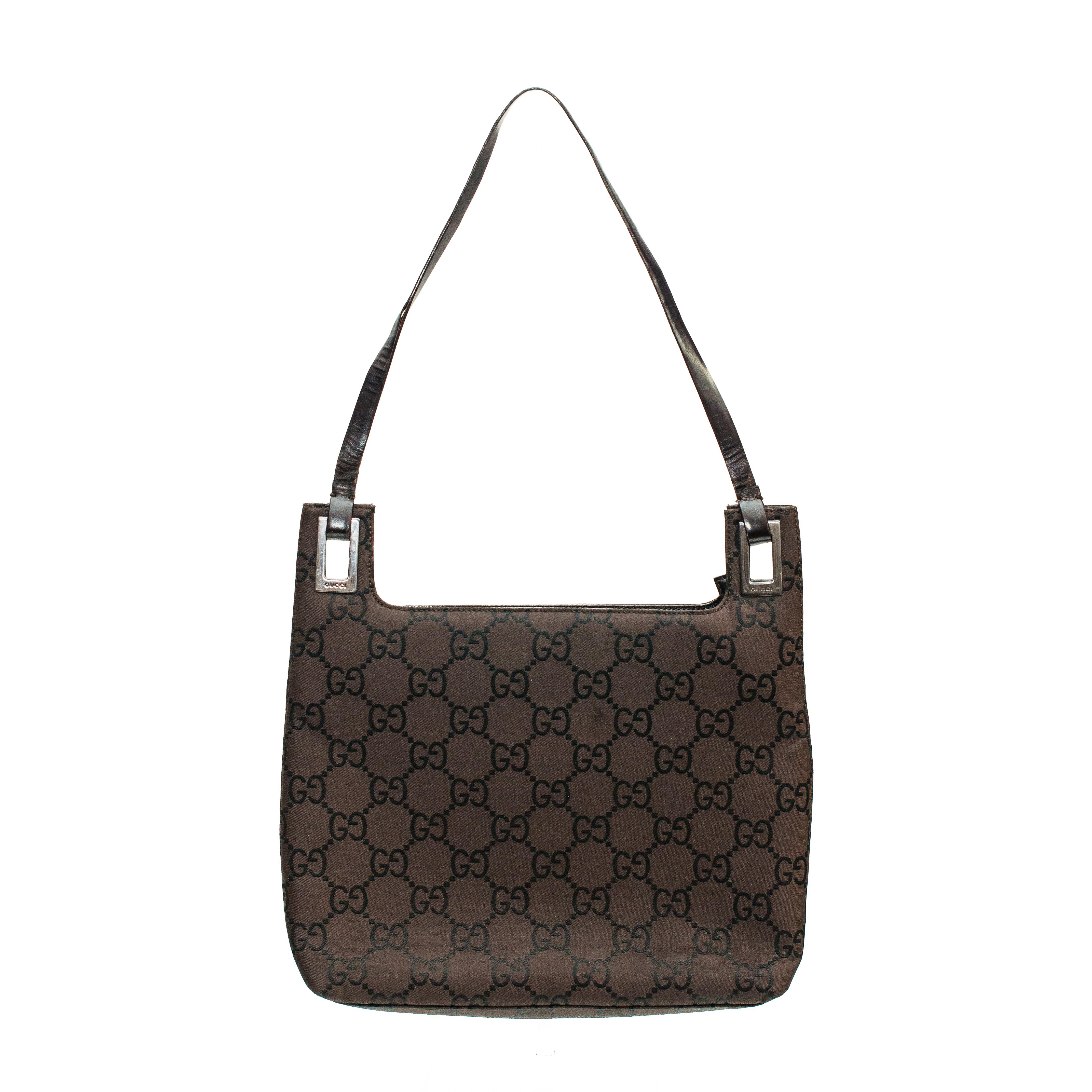 Ruder Than The Rest presents: Gucci Monogram fabric bag from the spring-summer 1998 collection designed by Tom Ford.

This is the bag to match with the brown monogram suit from the same collection.

The square shape and slim profile gives office