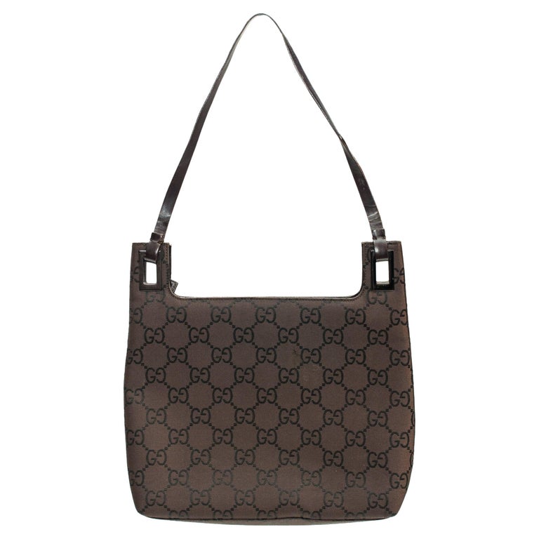 Gucci by Tom Ford 1998 Brown Monogram Shoulder Bag For Sale at 1stDibs