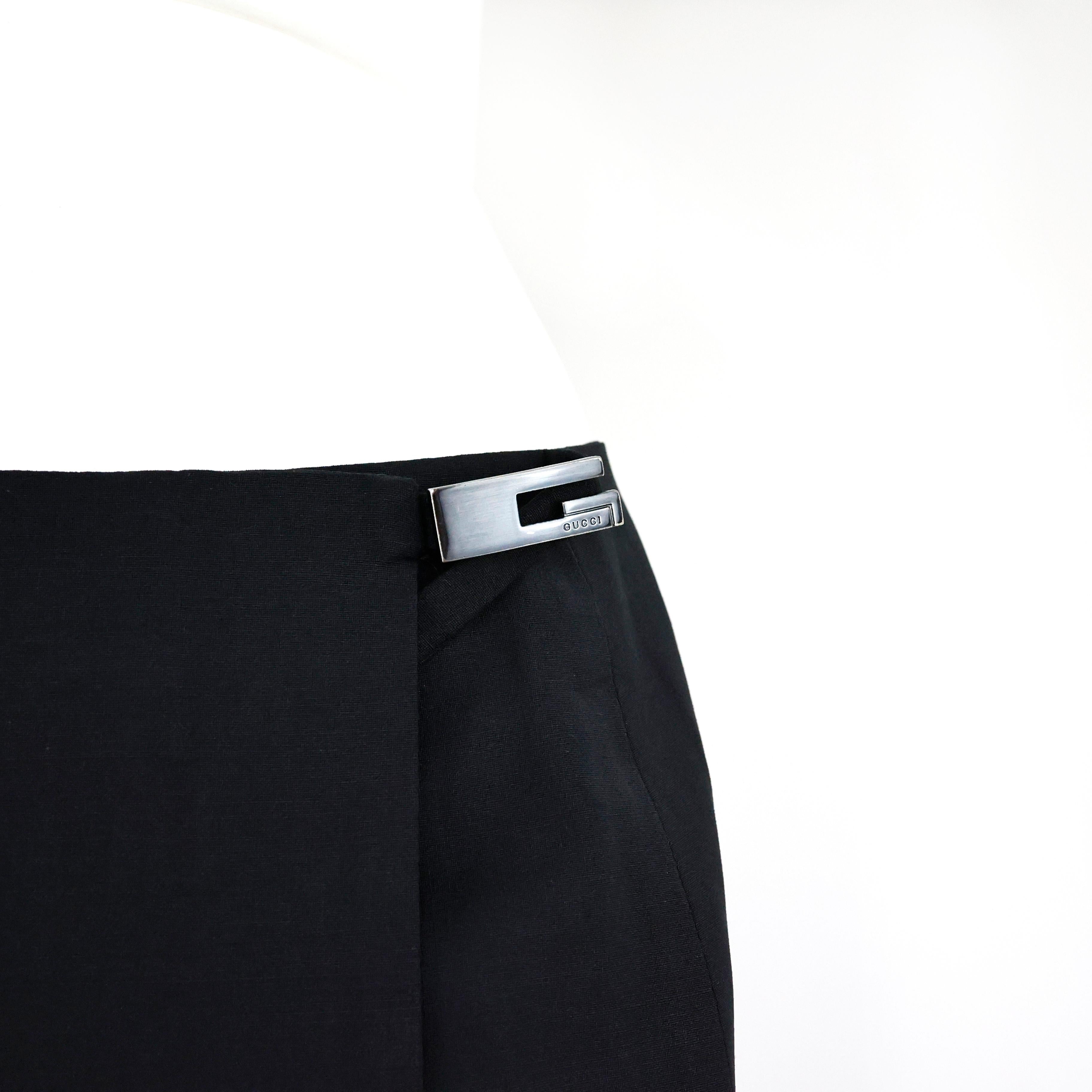 Gucci by Tom Ford 1998 G Square Wool Mini Skirt In Excellent Condition For Sale In Bressanone, Trentino-Alto Adige