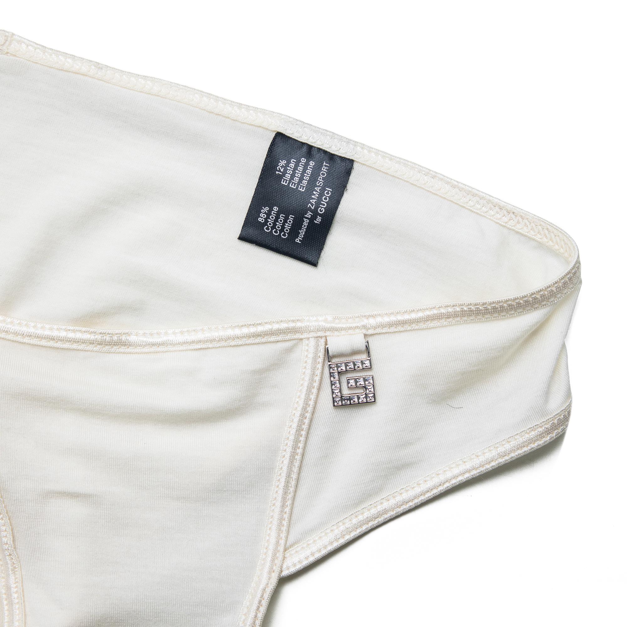 Women's Gucci by Tom Ford 1998 Runway G logo White Briefs size 38 For Sale