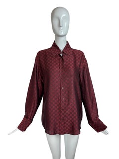 GUCCI by TOM FORD 1998 vintage gg logo black and red silk and cotton dress shirt