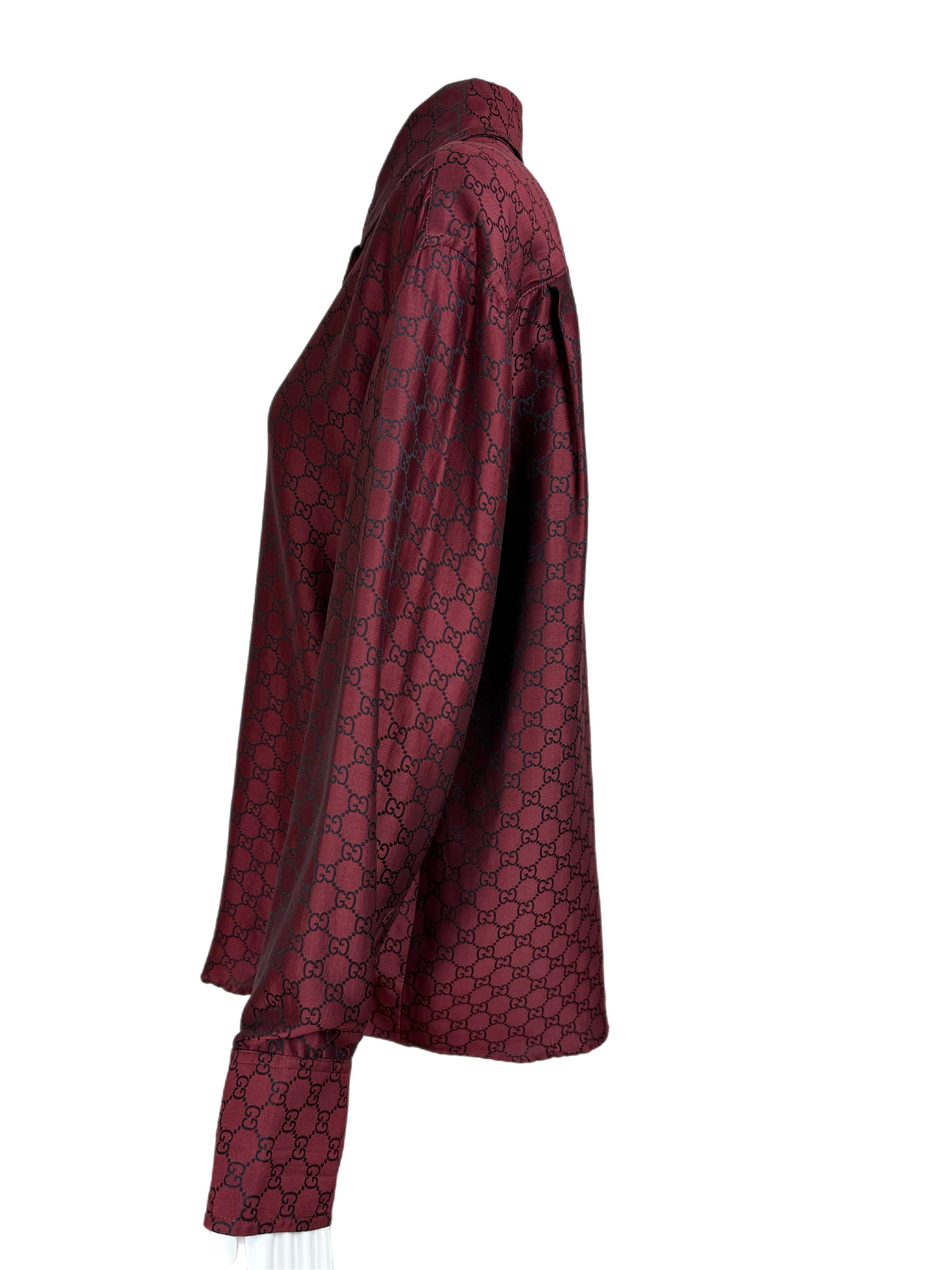 GUCCI by TOM FORD 1998 Vintage gg Logo Schwarzes und rotes Seiden- und Baumwollkleid Shirt aus Seide im Zustand „Gut“ im Angebot in Leonardo, NJ