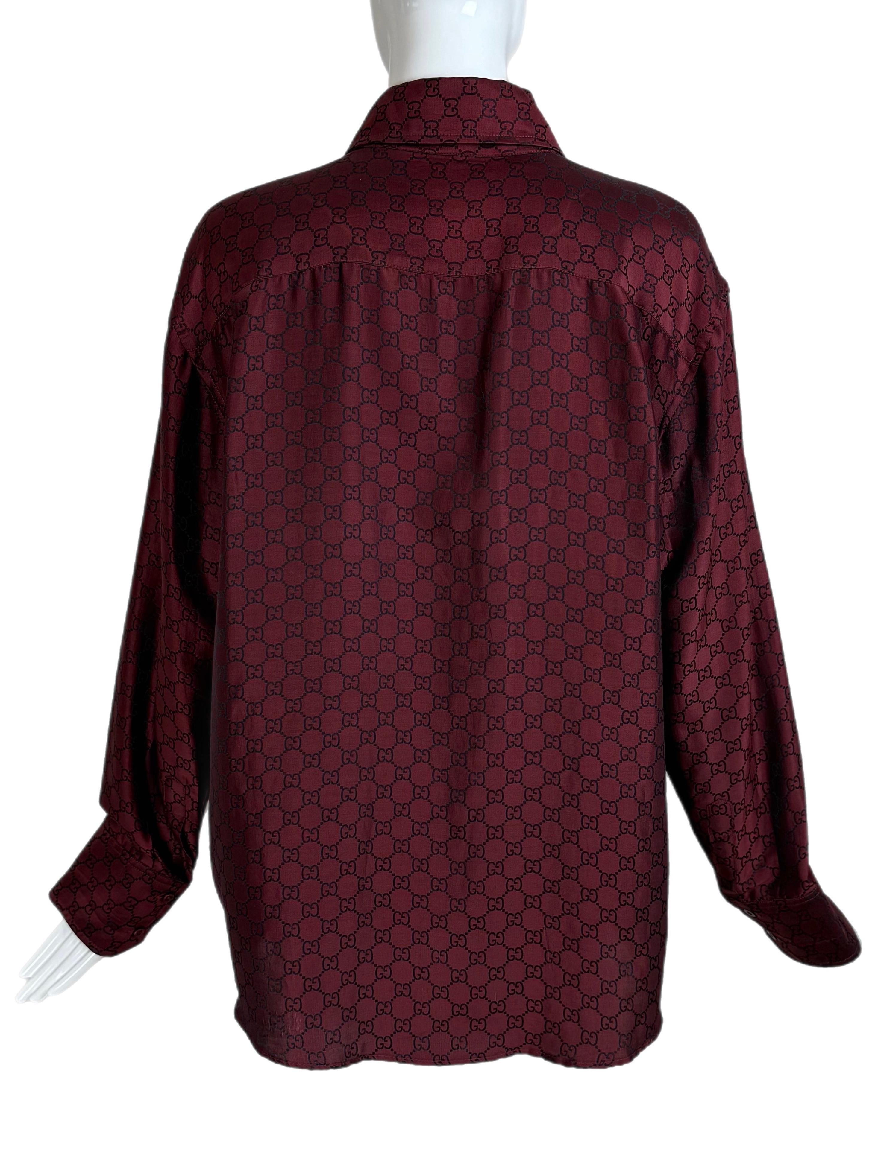 GUCCI by TOM FORD 1998 Vintage gg Logo Schwarzes und rotes Seiden- und Baumwollkleid Shirt aus Seide im Angebot 1
