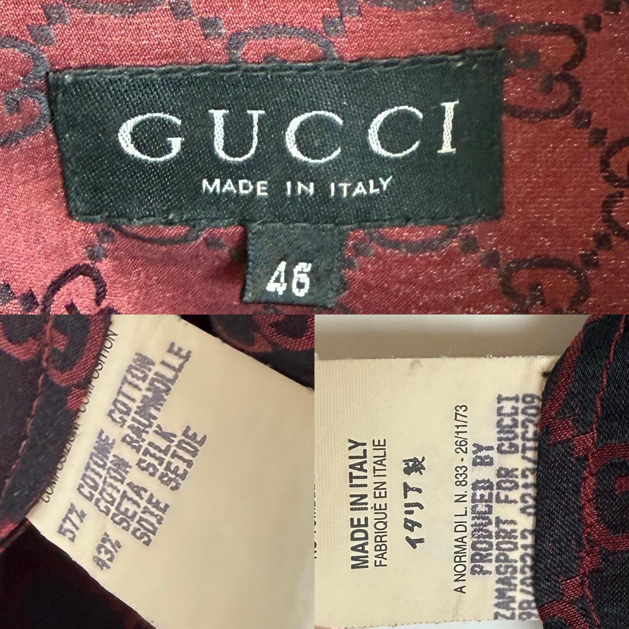 GUCCI by TOM FORD 1998 Vintage gg Logo Schwarzes und rotes Seiden- und Baumwollkleid Shirt aus Seide im Angebot 2