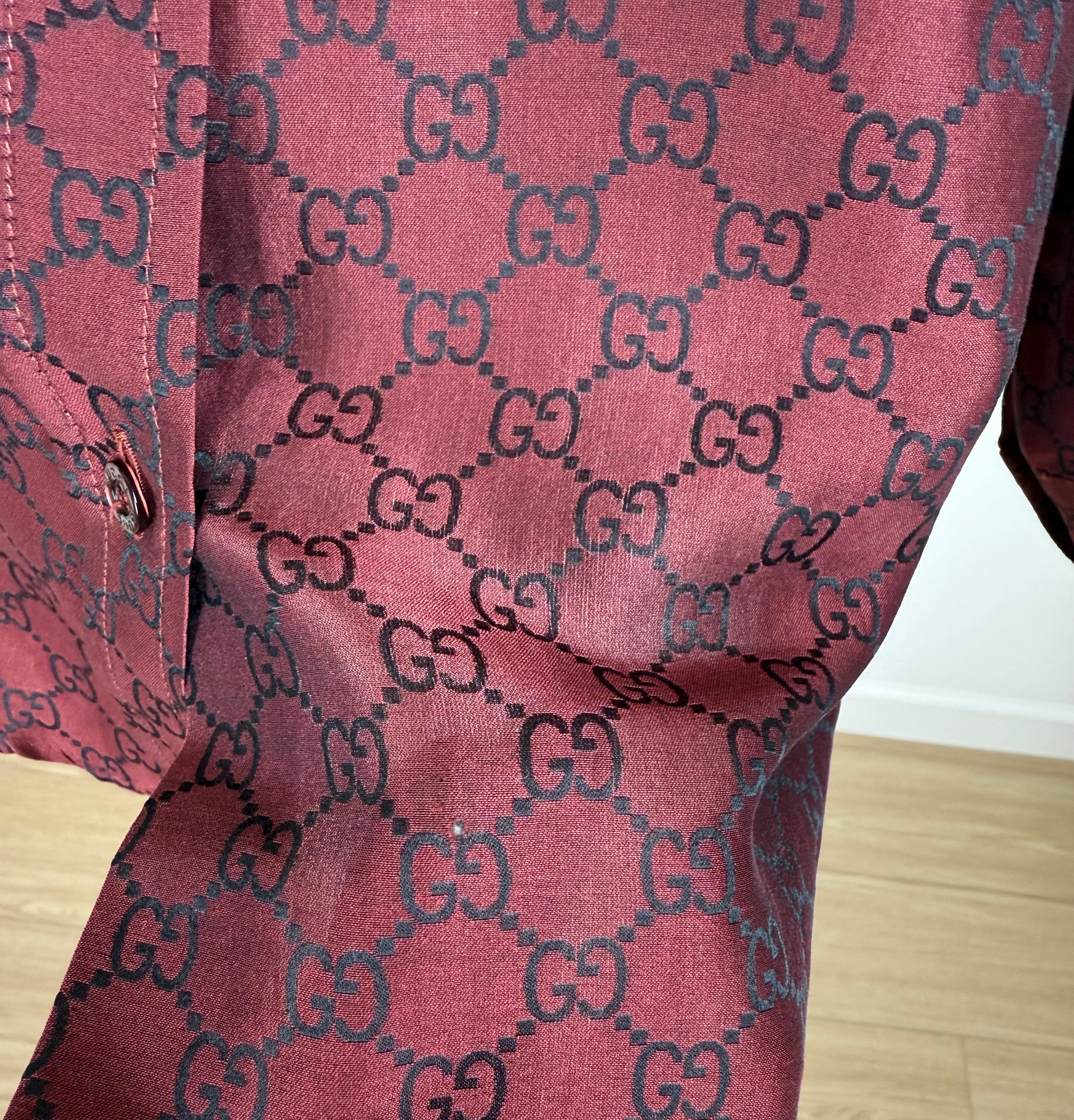 GUCCI by TOM FORD 1998 Vintage gg Logo Schwarzes und rotes Seiden- und Baumwollkleid Shirt aus Seide im Angebot 3